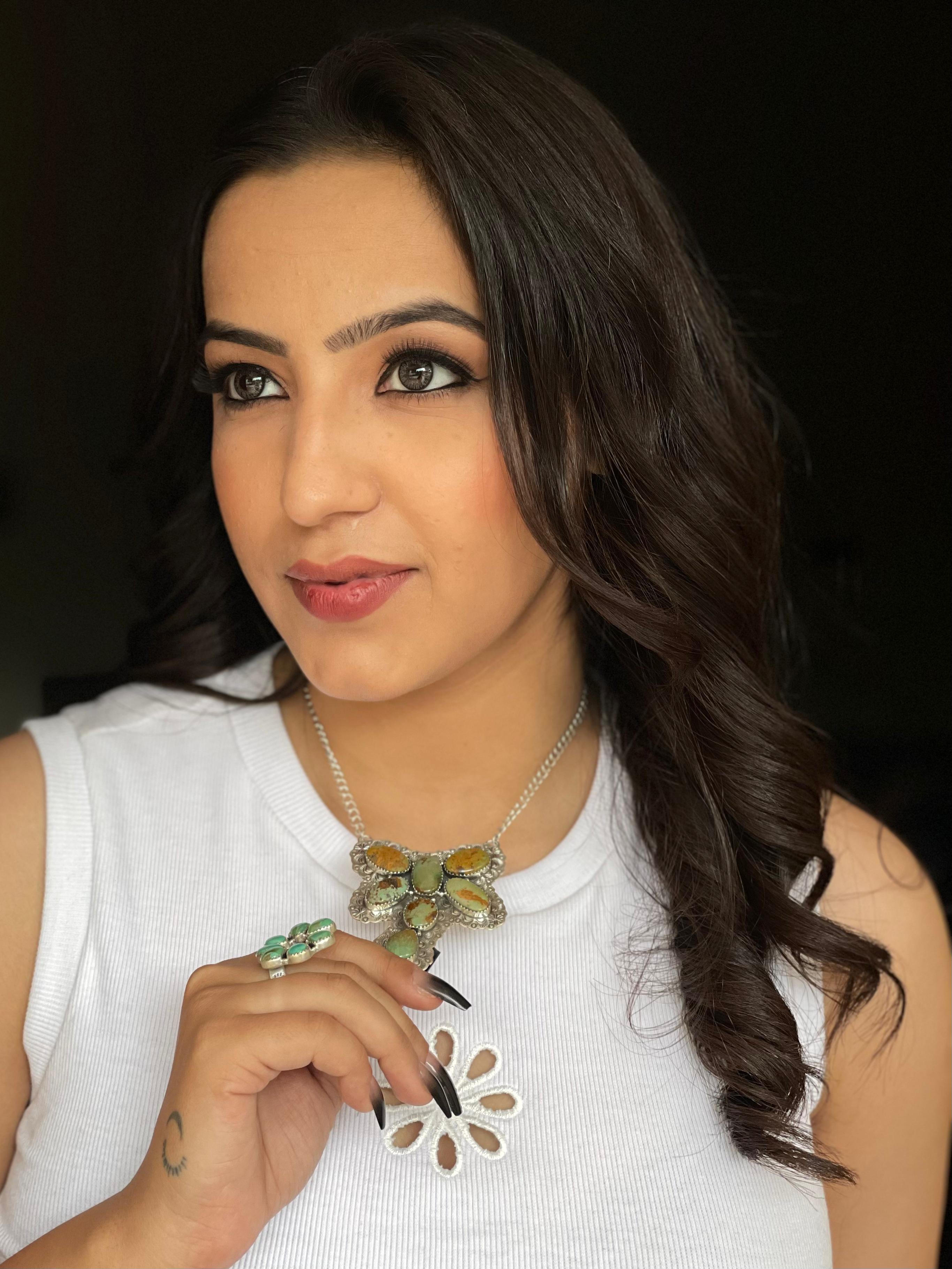 Handmade Sterling Silver Old Stock Royston Turquoise Butterfly Necklace Signed Nizhoni