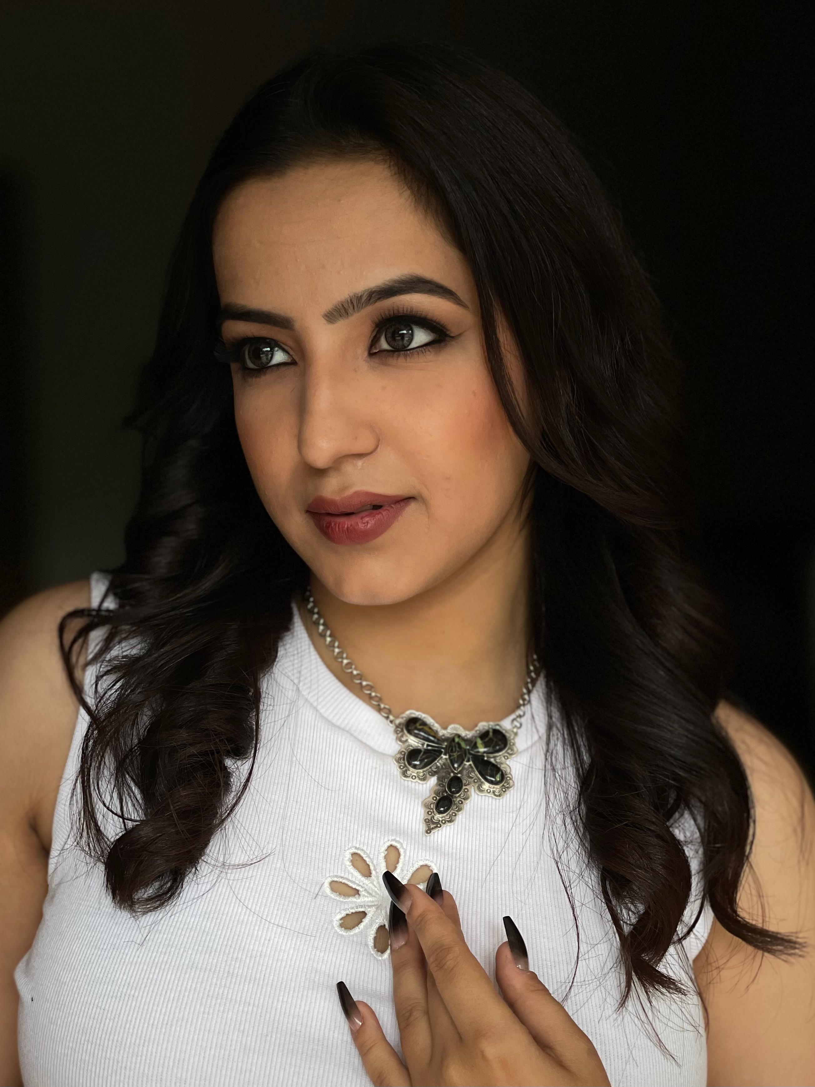 Handmade Sterling Silver Blackjack Turquoise Butterfly Necklace with Signed Nizhoni