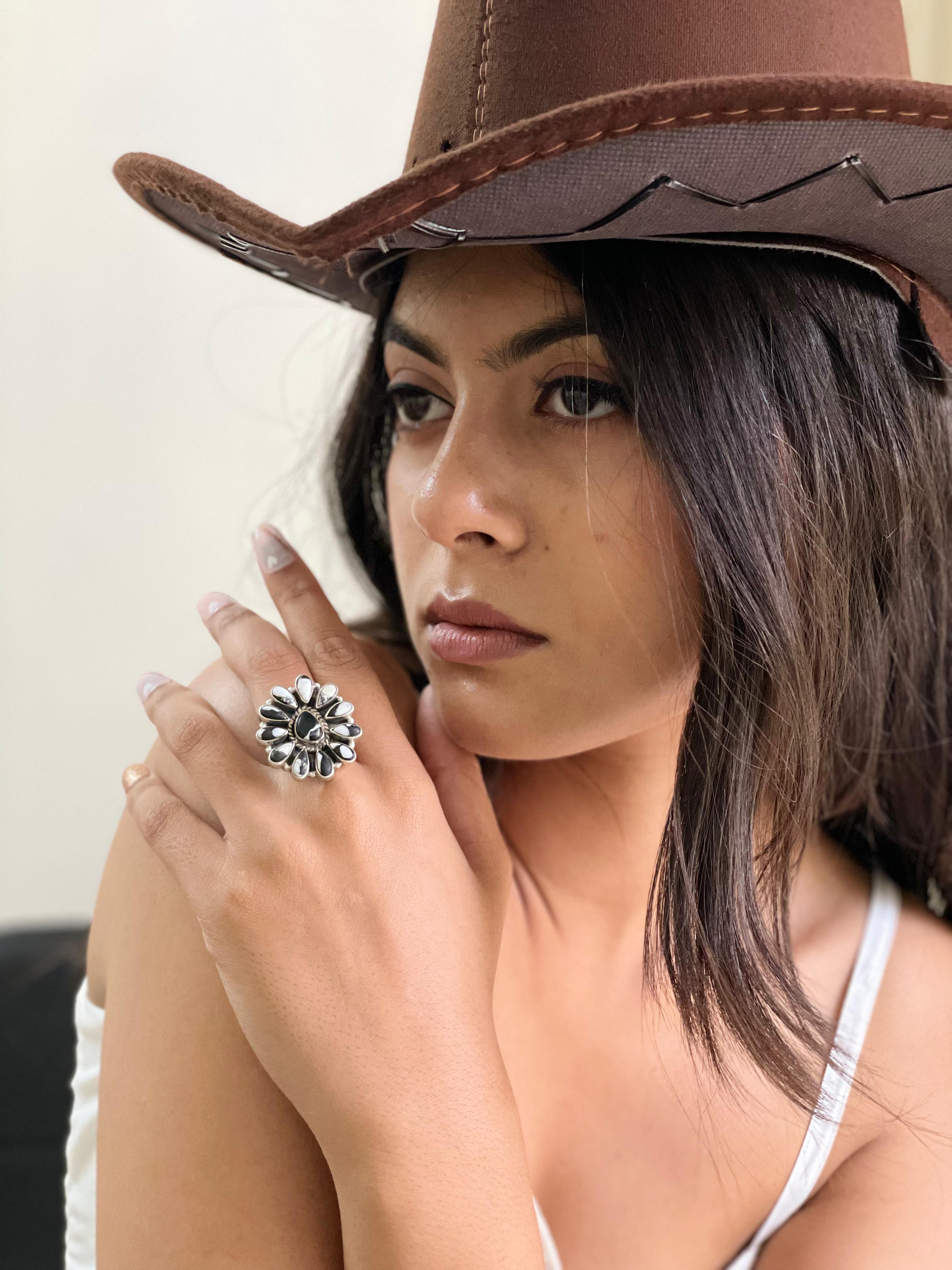 Handmade Sterling Silver White Buffalo Adjustable Ring With Signed Nizhoni