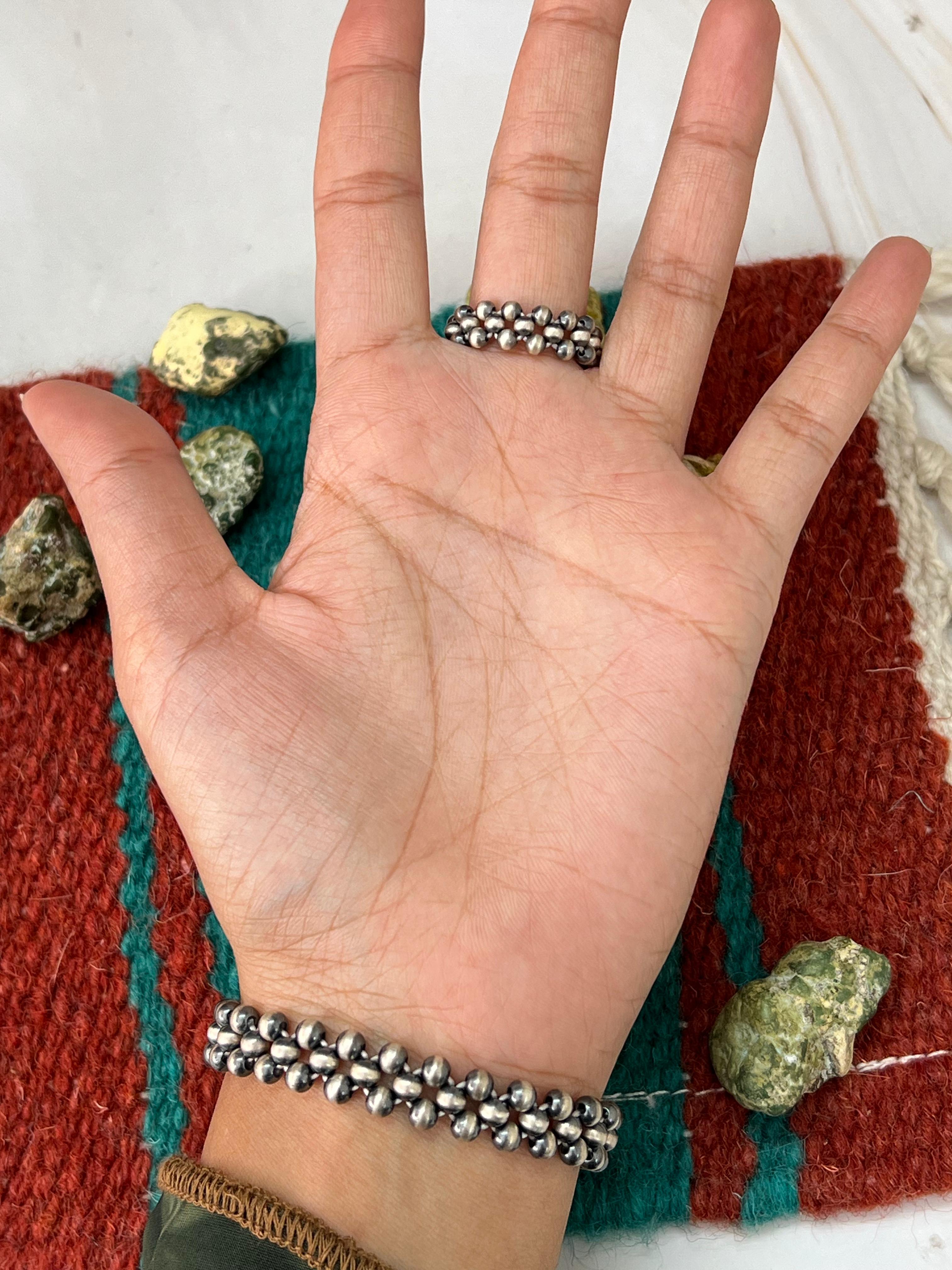 Handmade Sterling Silver Beads Bracelets Ring Set with Signed Nizhoni CAMERONS FAV