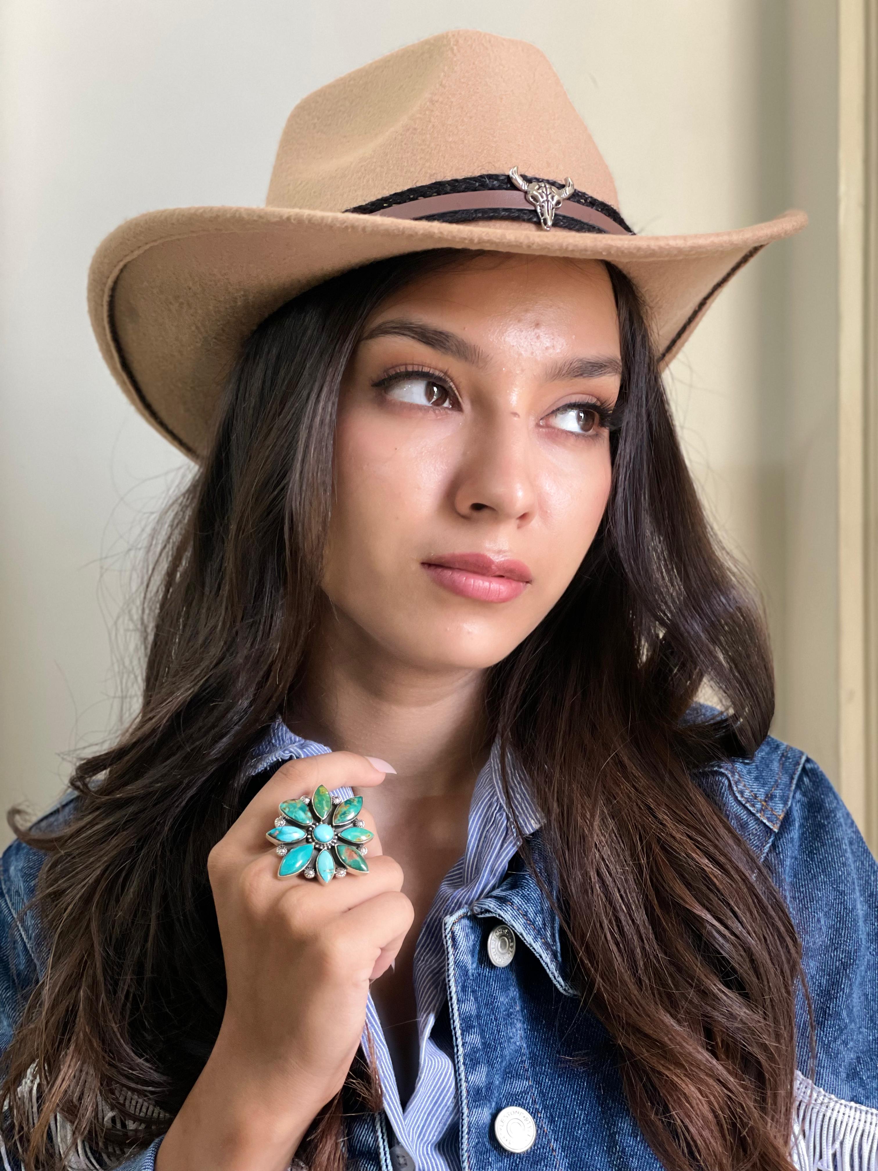 Handmade Sterling Silver Hardy Pit Adjustable Ring with Signed Nizhoni