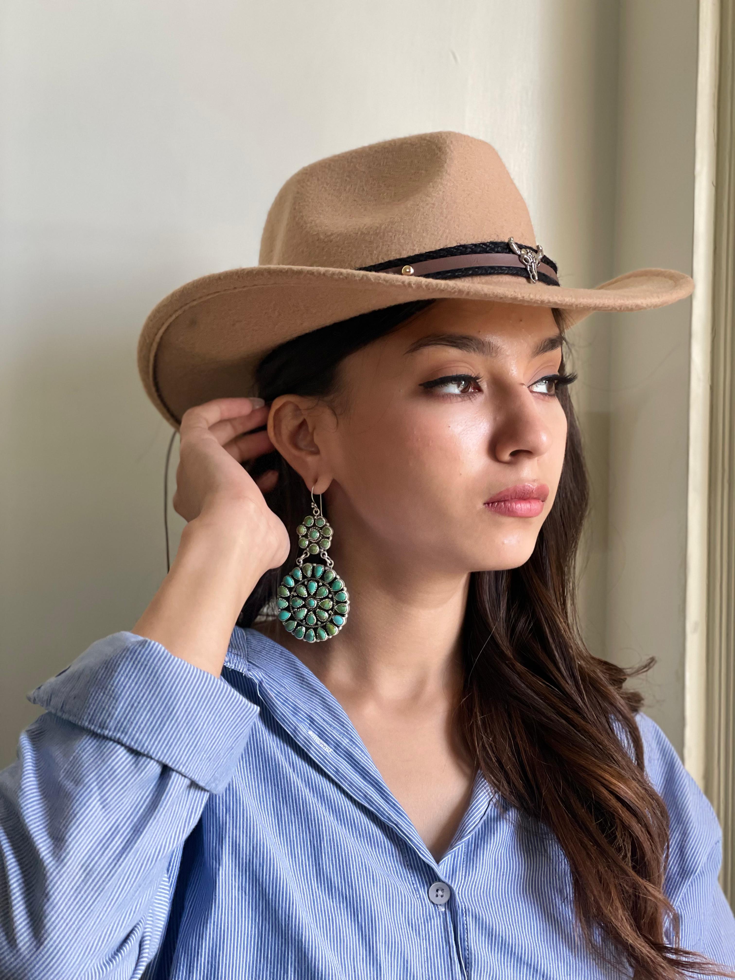 Handmade Sterling Silver Kingman Turquoise Hook Dangle Earrings with Signed Nizhoni (4)