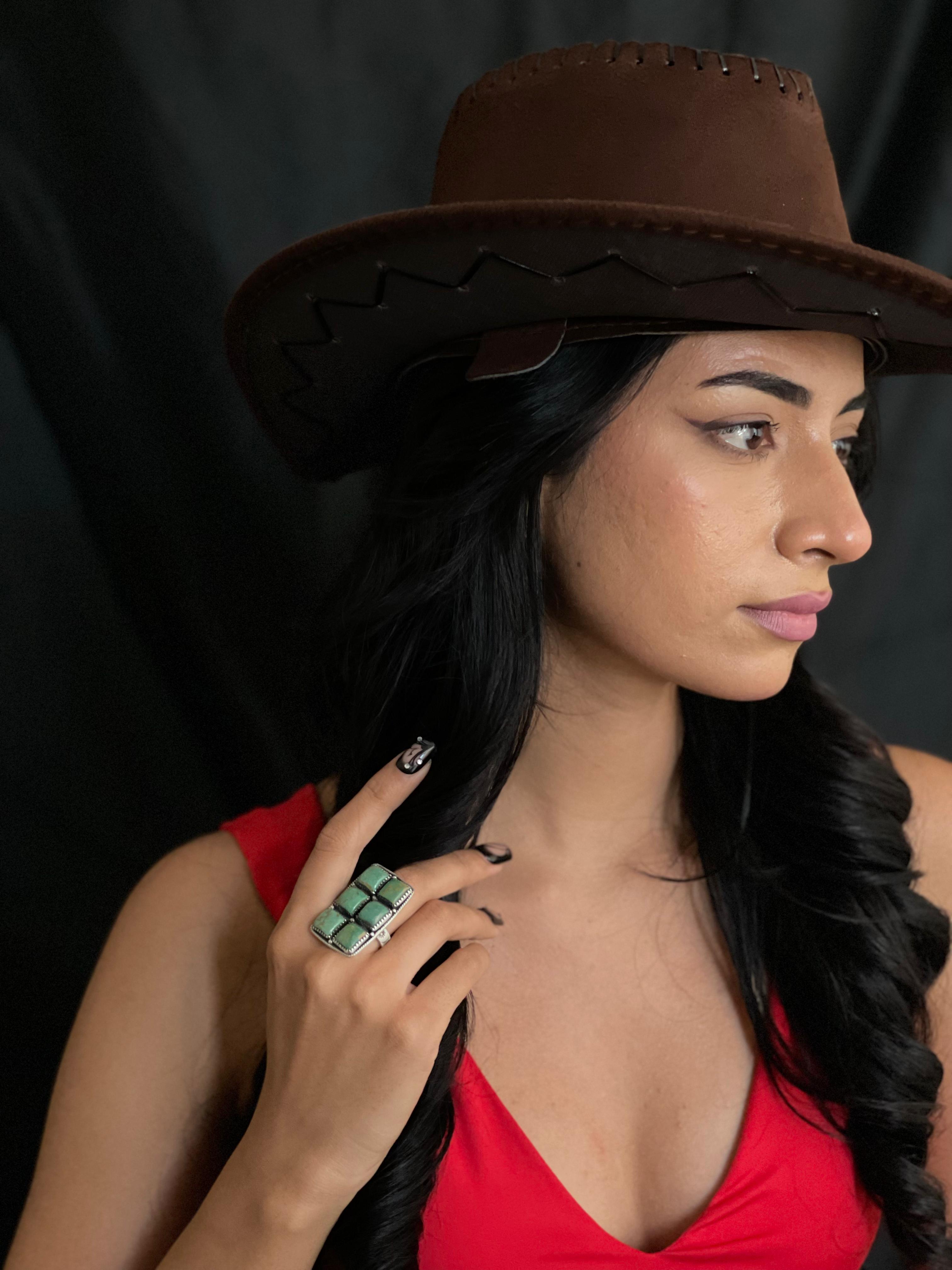 Handmade Sterling Silver Old Stock Royston Turquoise Adjustable Rings with Signed Nizhoni