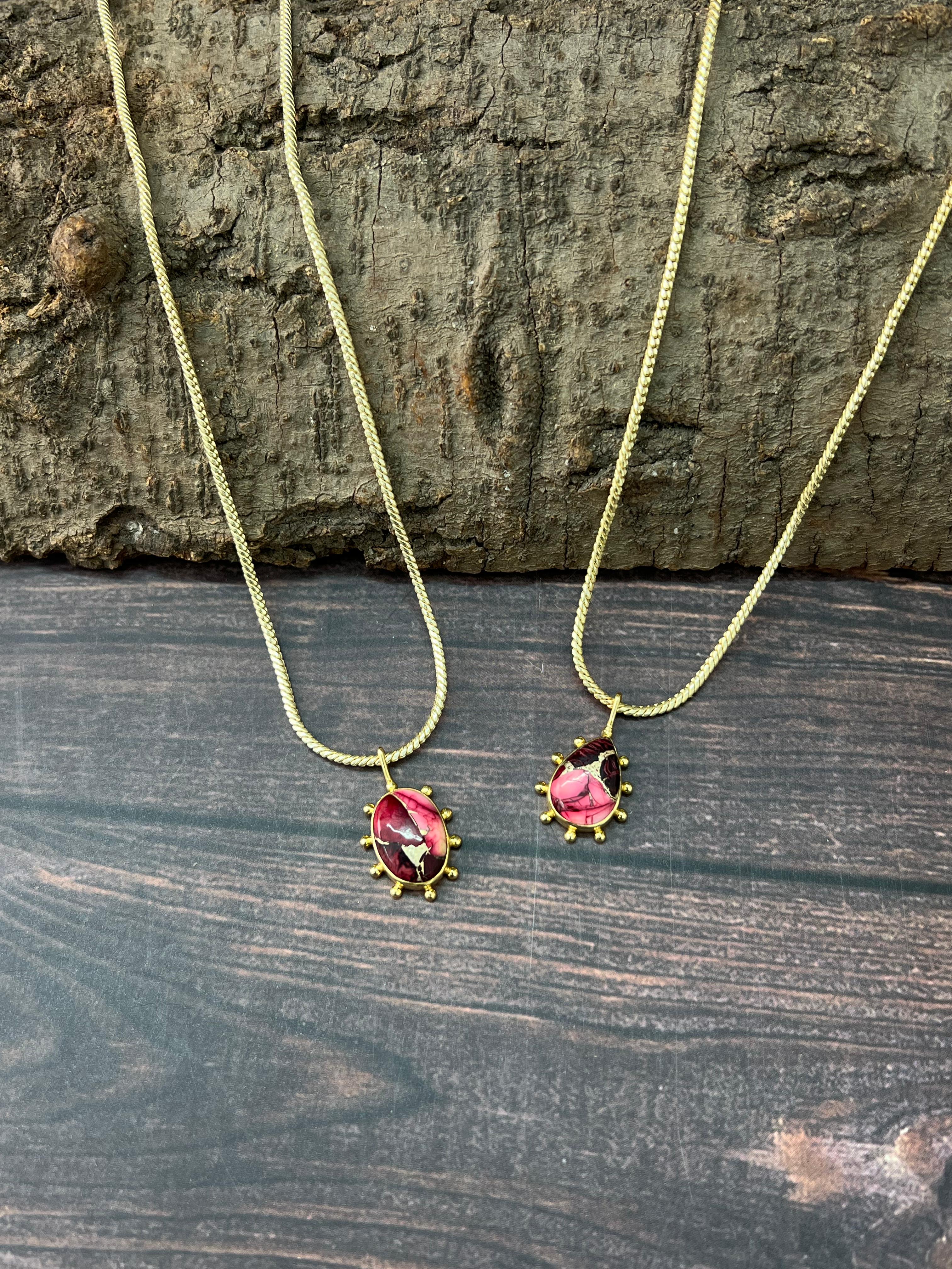 "THE GOLDEN COLLECTION" Handmade Natural Dahlia Rose Gold Plated Necklace