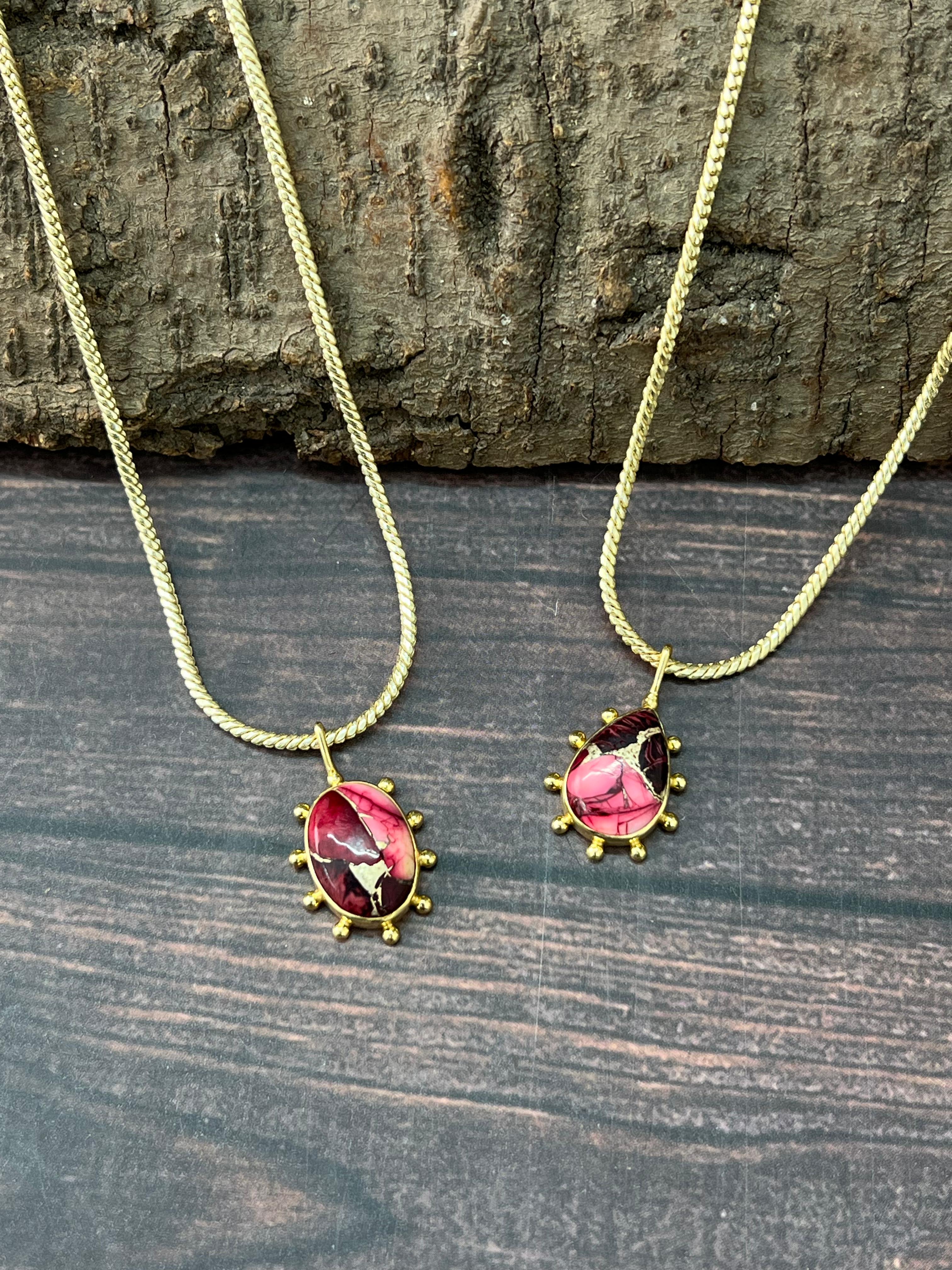 "THE GOLDEN COLLECTION" Handmade Natural Dahlia Rose Gold Plated Necklace