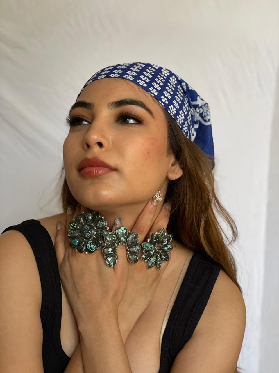 Handmade Sterling Silver Lander Turquoise Adjustable Ring With Signed Nizhoni