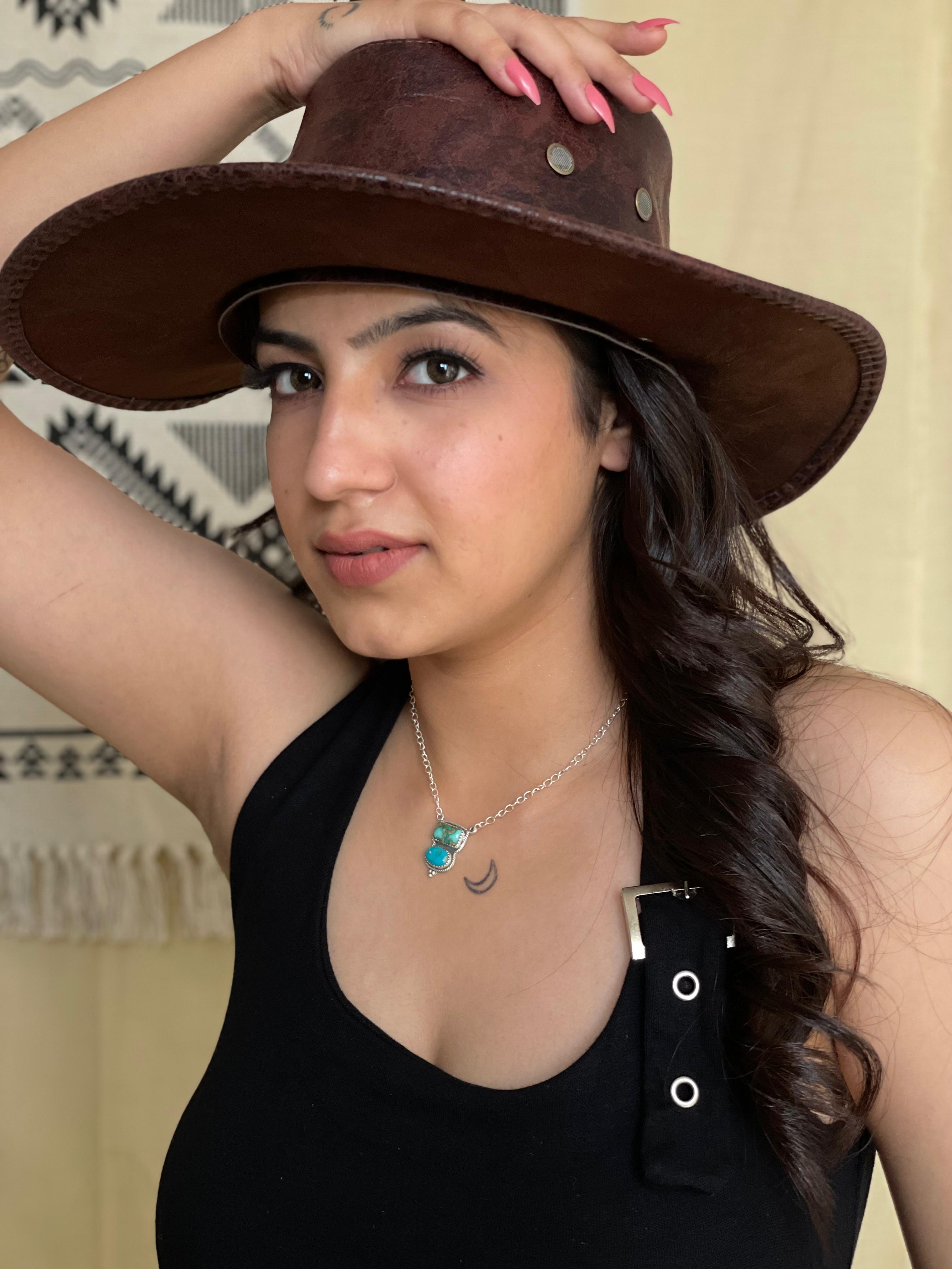 Handmade Sterling Silver Sonoran with White Water Turquoise Necklace "Signed Nizhoni"