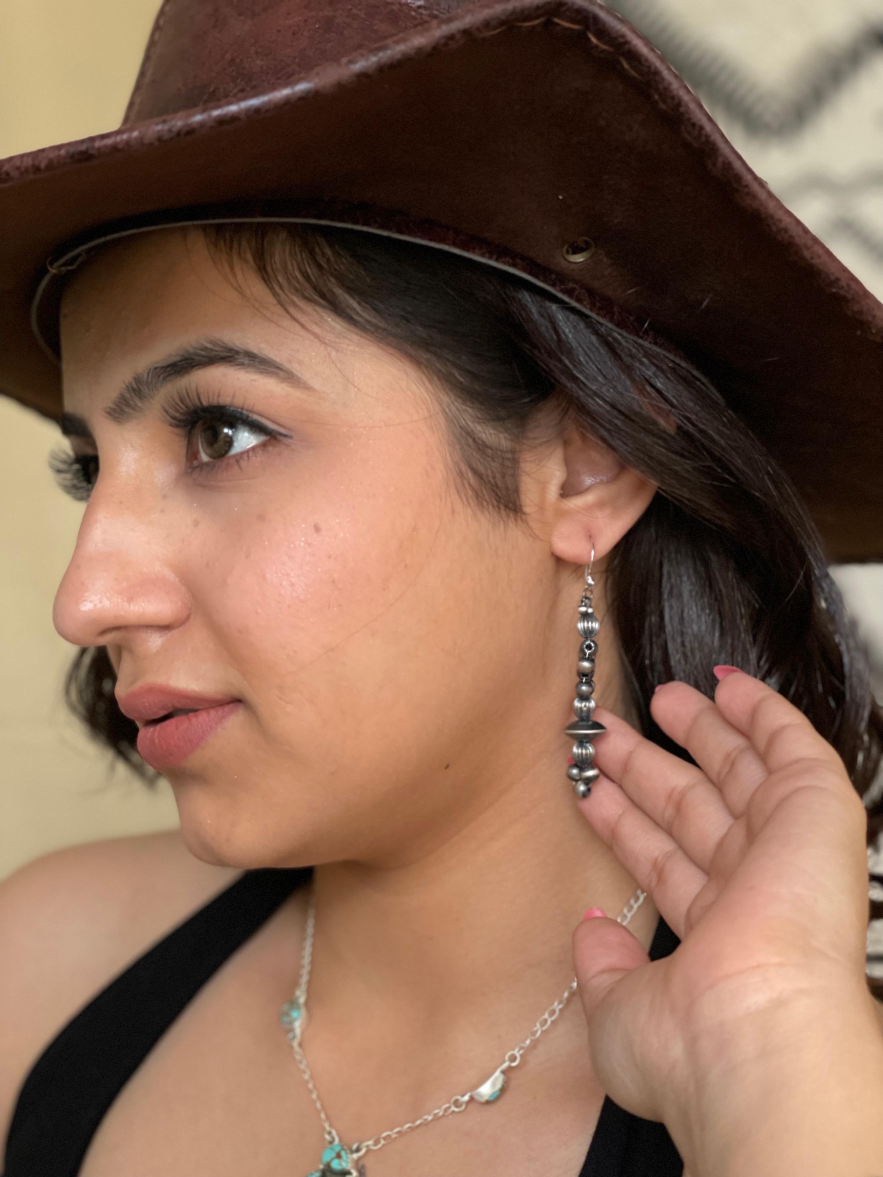 Handmade Sterling Silver Beaded Dangle Hook Earrings (9)