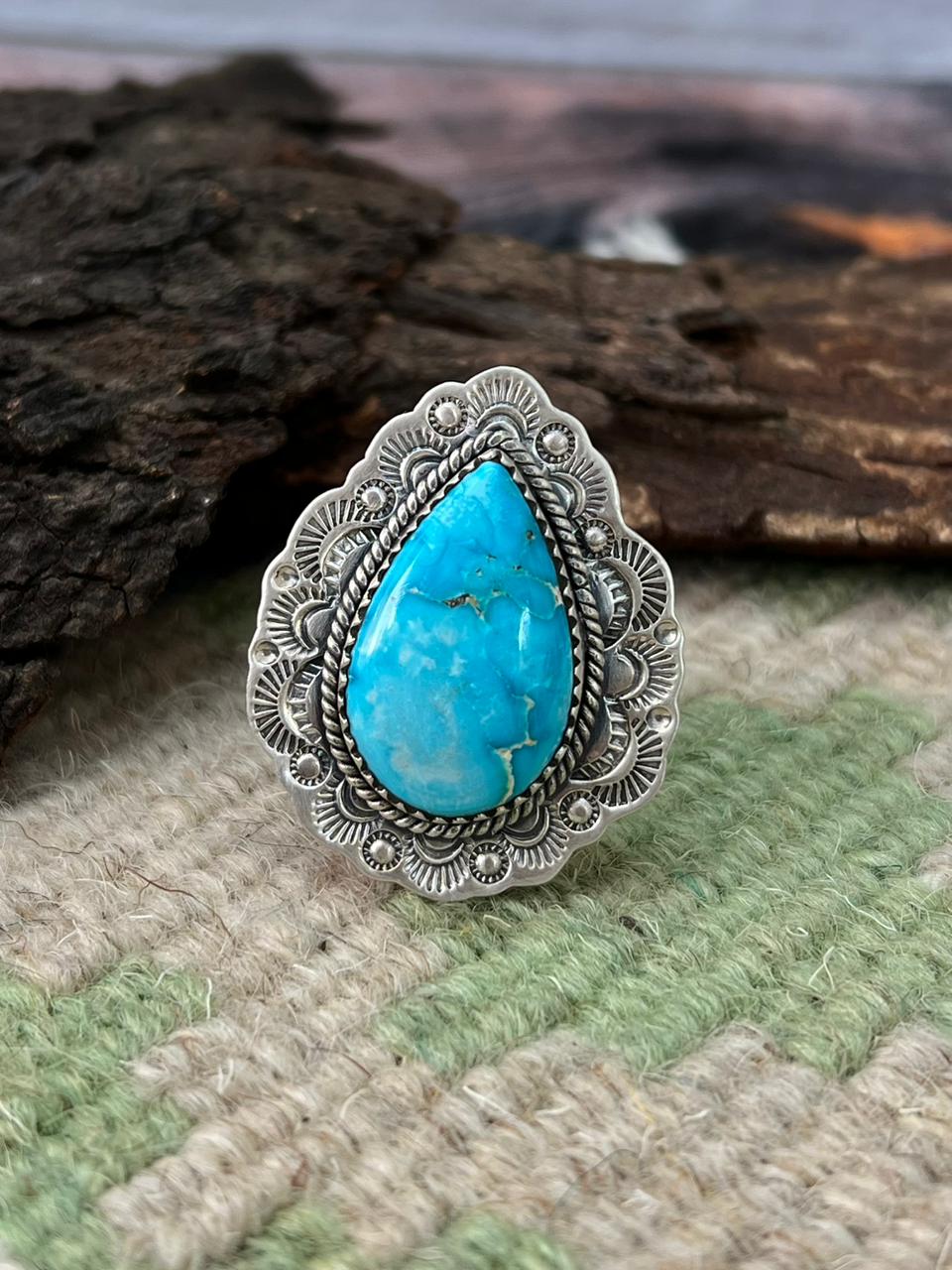 Handmade Sterling Silver Sierra Bella Adjustable Ring "Singed Nizhoni"