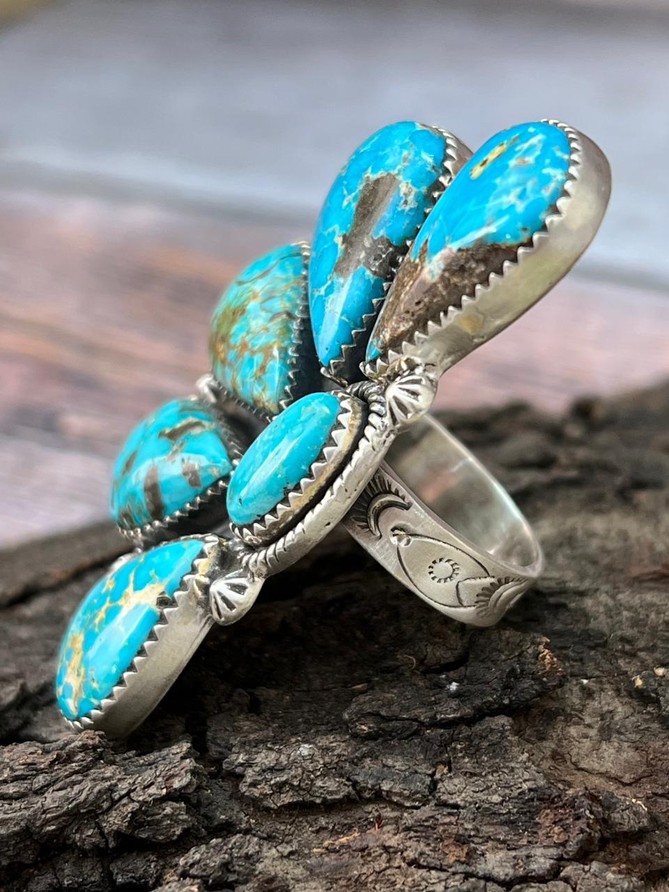 Handmade Sterling Silver Sierra Bella Adjustable Ring "Singed Nizhoni"