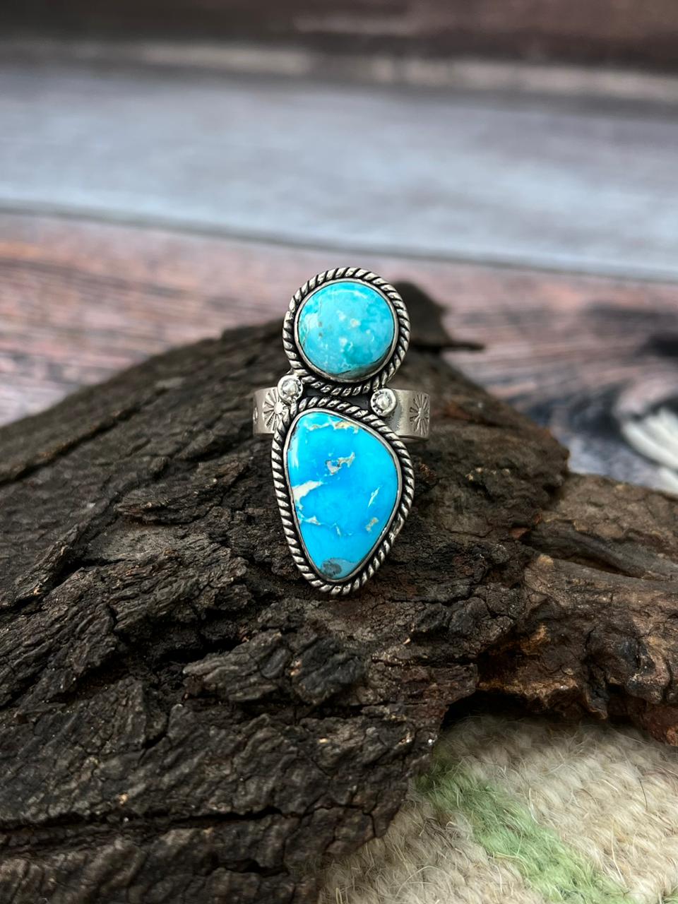 Handmade Sterling Silver Sierra Bella Adjustable Ring "Singed Nizhoni"