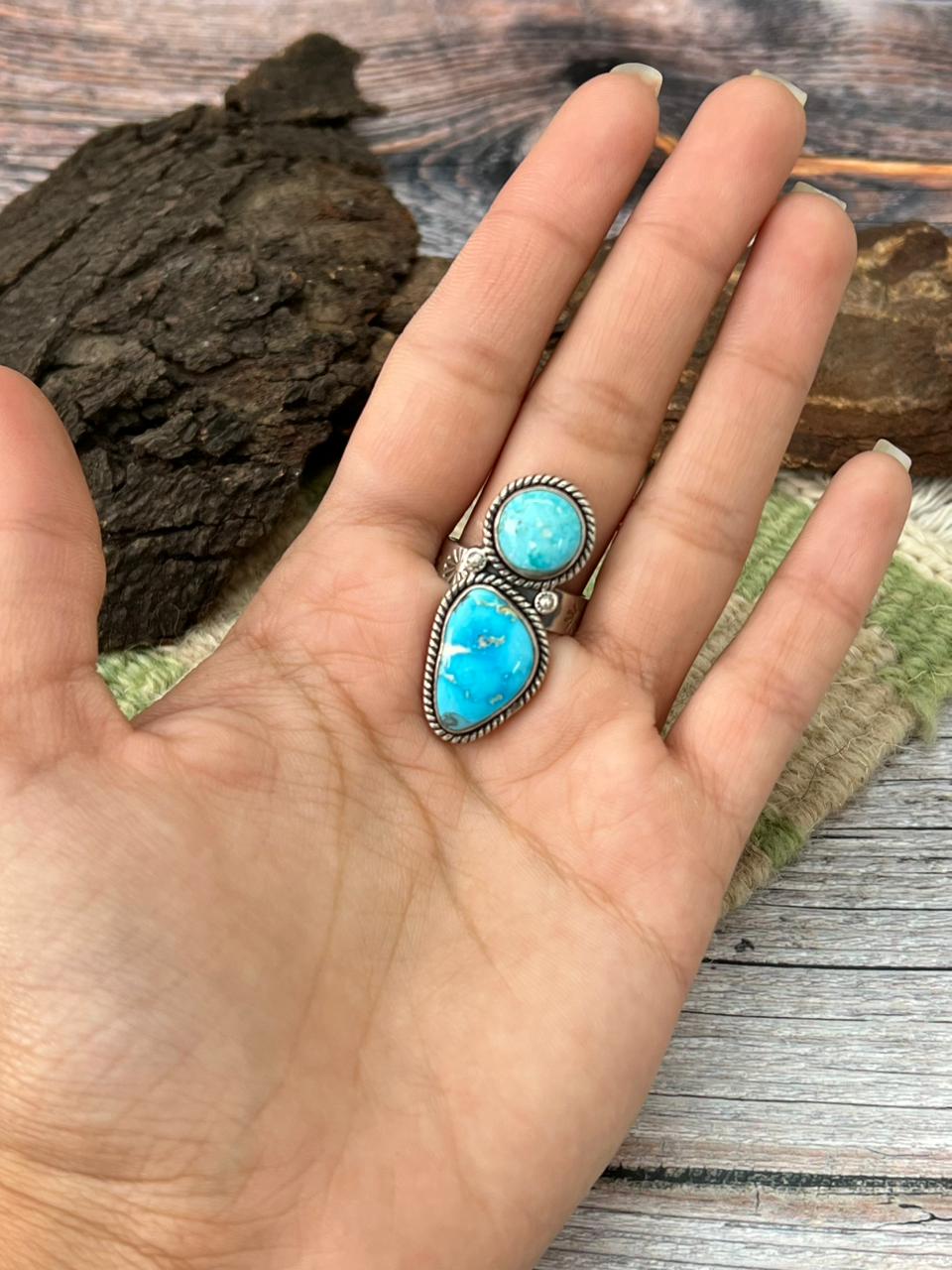 Handmade Sterling Silver Sierra Bella Adjustable Ring "Singed Nizhoni"