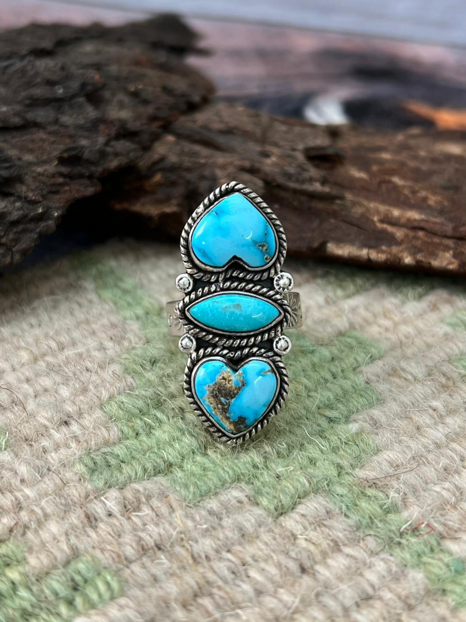 Handmade Sterling Silver Sierra Bella Adjustable Ring "Singed Nizhoni"