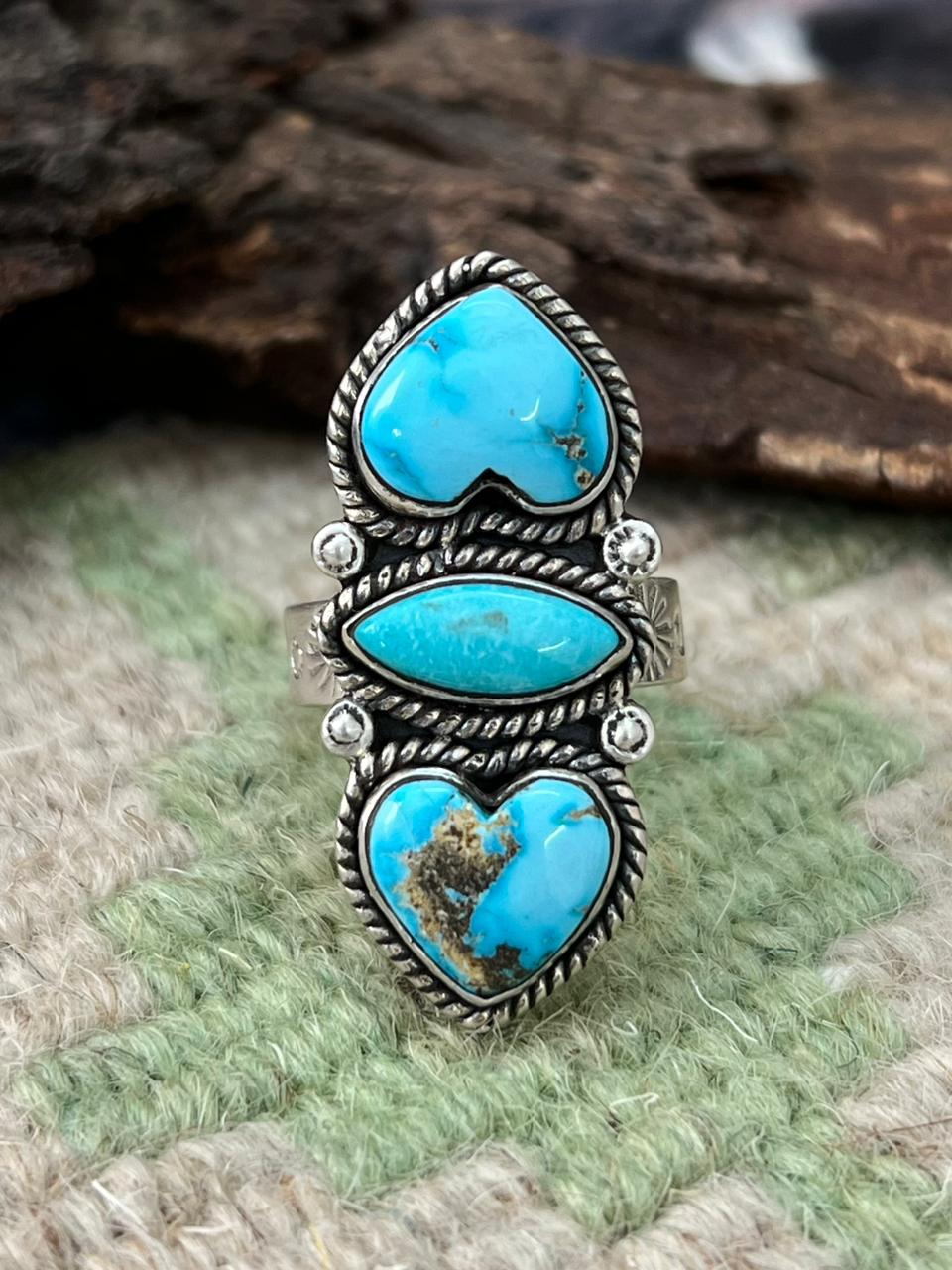 Handmade Sterling Silver Sierra Bella Adjustable Ring "Singed Nizhoni"