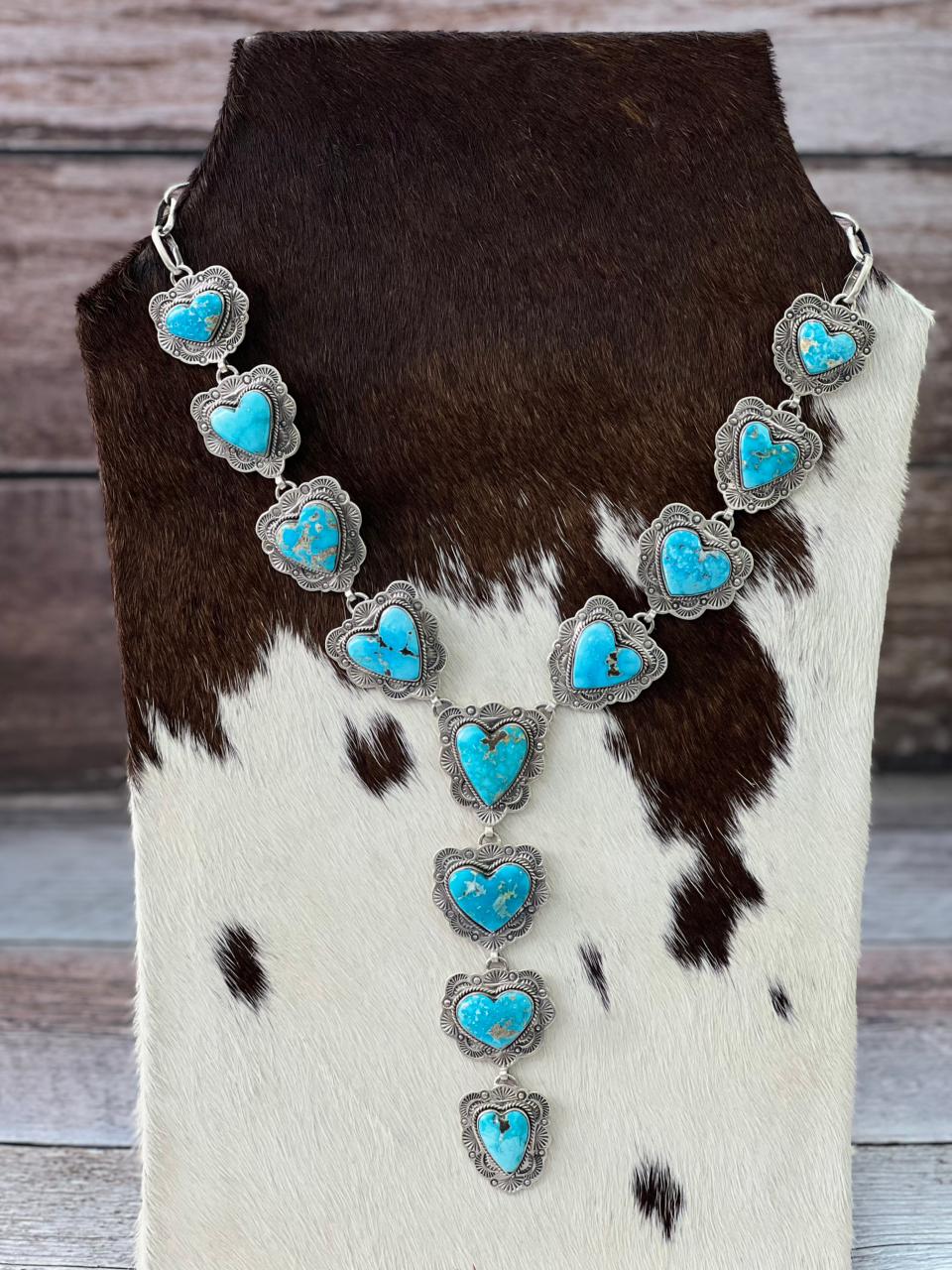 Handmade Sterling Silver Sierra Bella Heart Lariat Necklace "Signed Nizhoni"