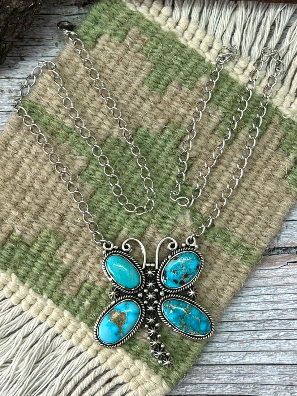 Handmade Sterling Silver Sierra Bella Butterfly Necklace "Signed Nizhoni"