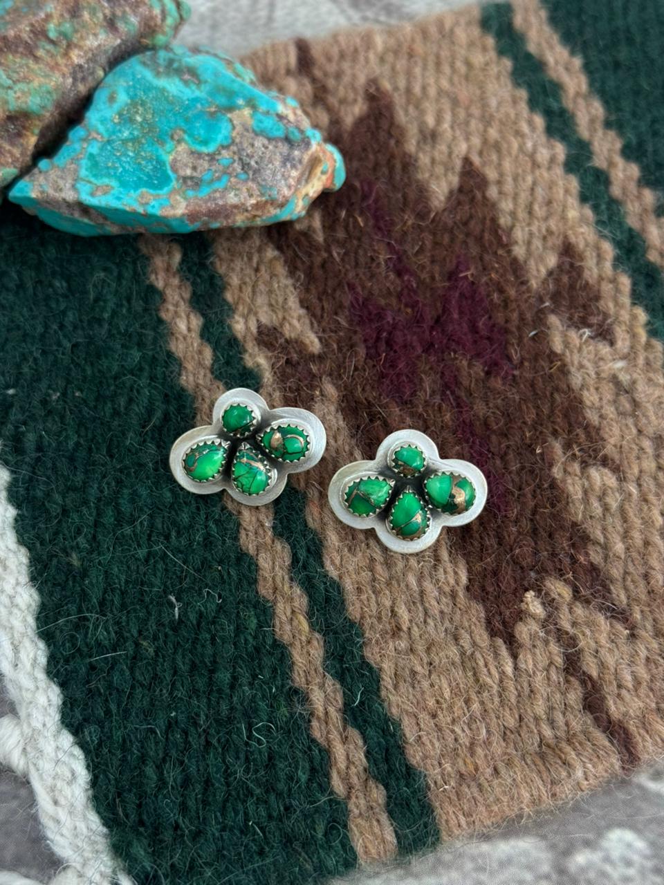 Handmade Sterling Silver Irish Dahlia Post Studs Earrings "Signed Nizhoni" (5)