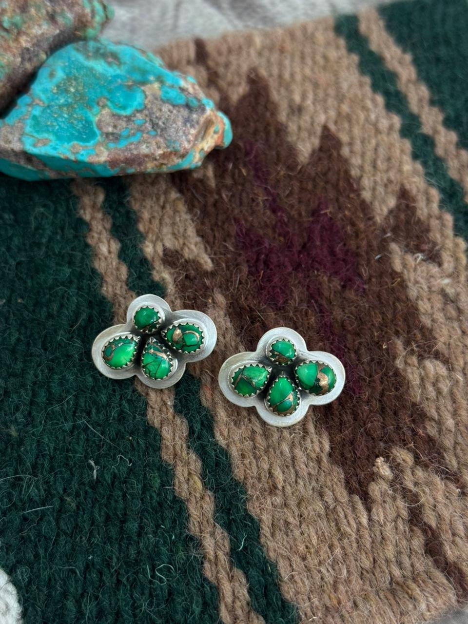 Handmade Sterling Silver Irish Dahlia Post Studs Earrings "Signed Nizhoni" (5)