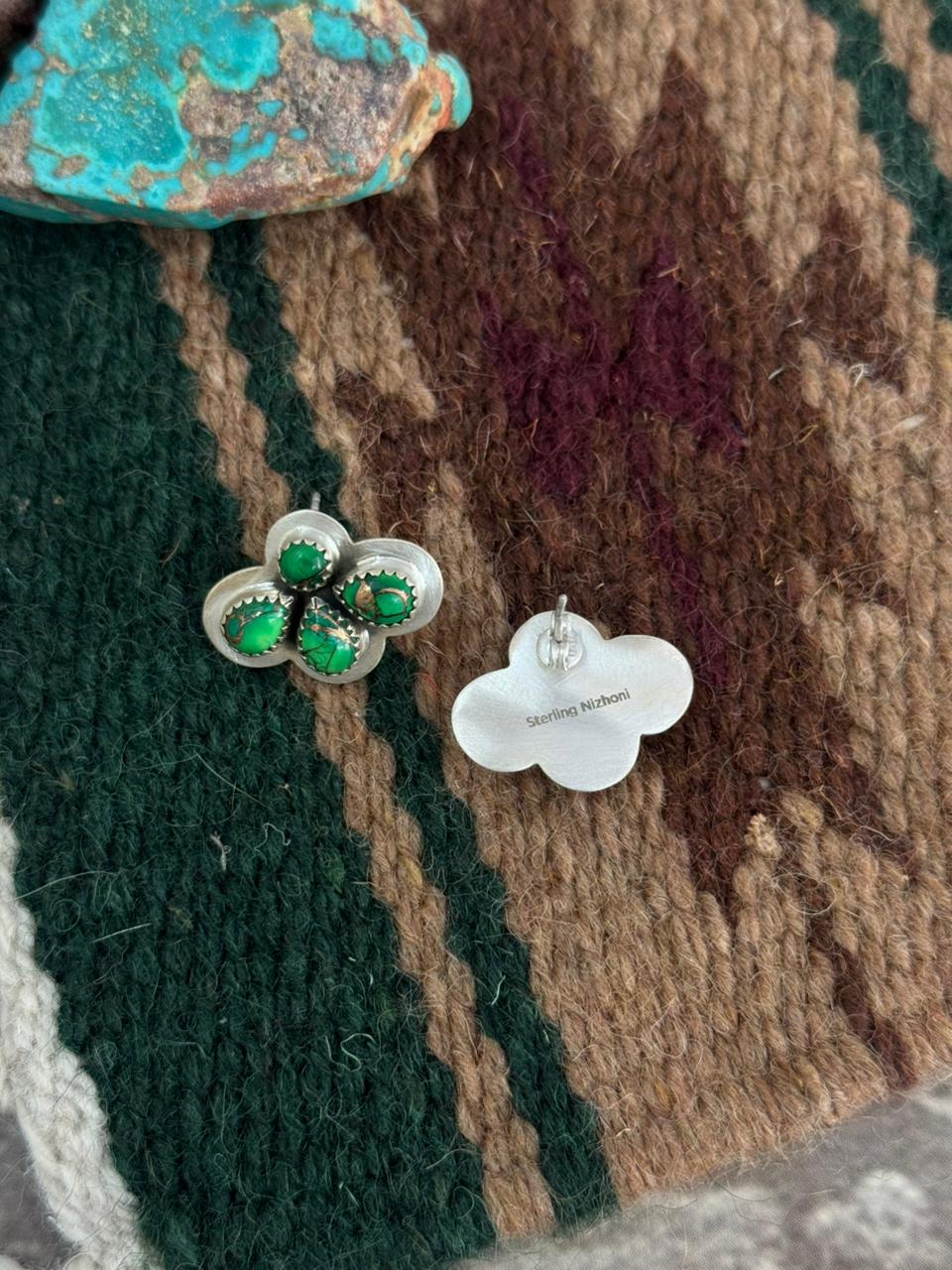Handmade Sterling Silver Irish Dahlia Post Studs Earrings "Signed Nizhoni" (5)