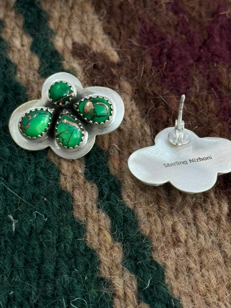 Handmade Sterling Silver Irish Dahlia Post Studs Earrings "Signed Nizhoni" (5)