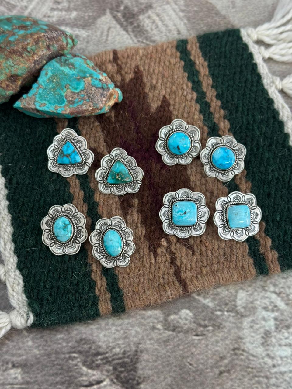 Handmade Sterling Silver Sierra Bella Post Studs Earrings "Signed Nizhoni"