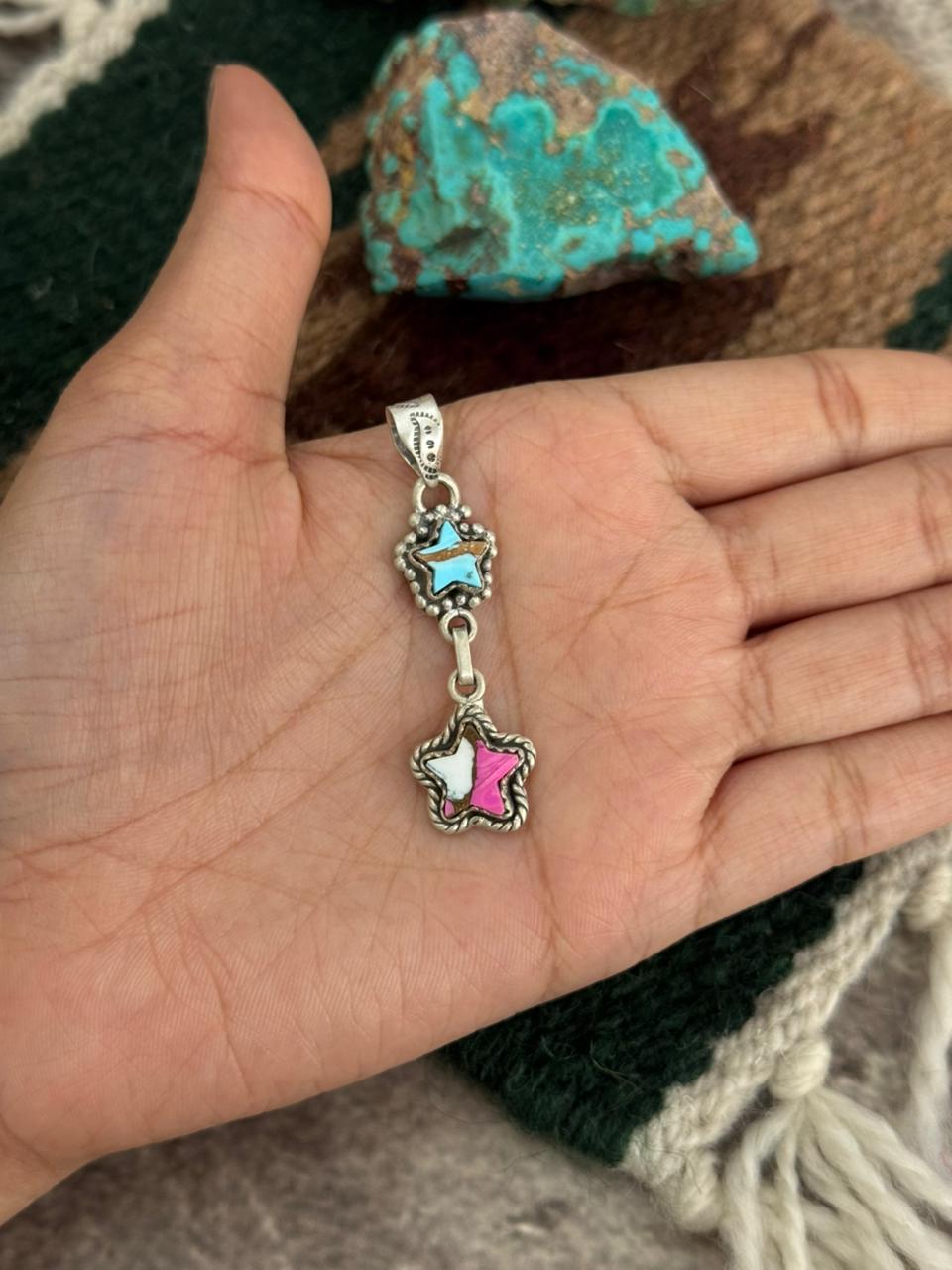 Handmade Sterling Silver Cotton Candy Star Pendant "Signed Nizhoni"