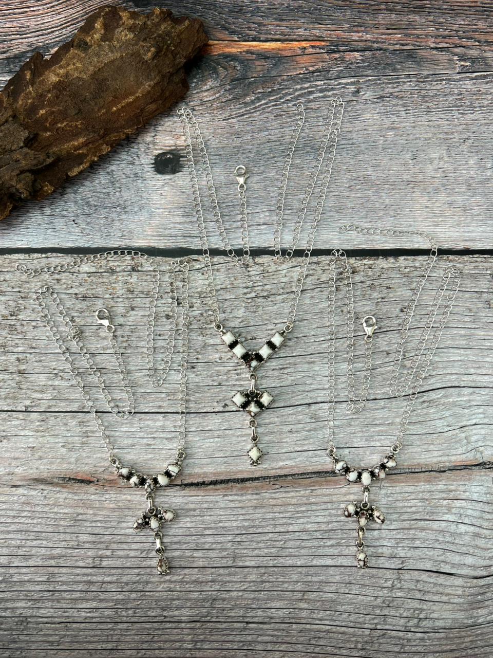 Handmade Sterling Silver Wildhorse Magnesite Necklace "Signed Nizhoni"