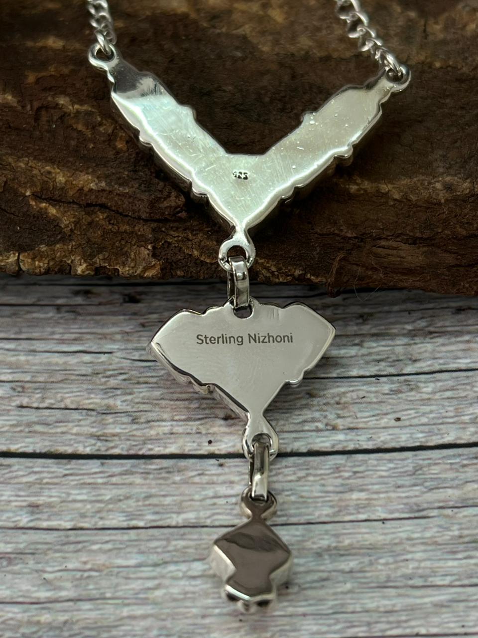 Handmade Sterling Silver Wildhorse Magnesite Necklace "Signed Nizhoni"