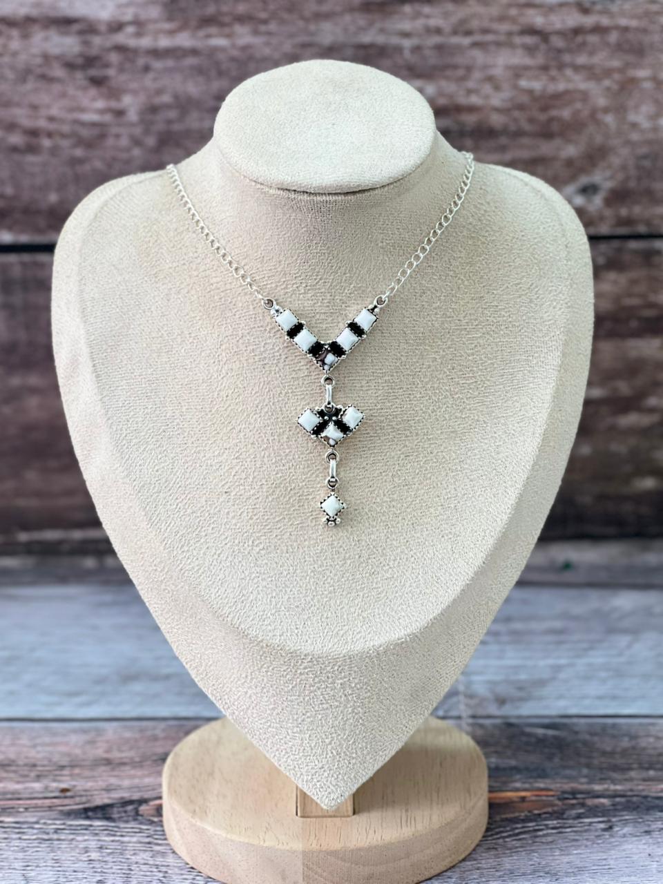 Handmade Sterling Silver Wildhorse Magnesite Necklace "Signed Nizhoni"