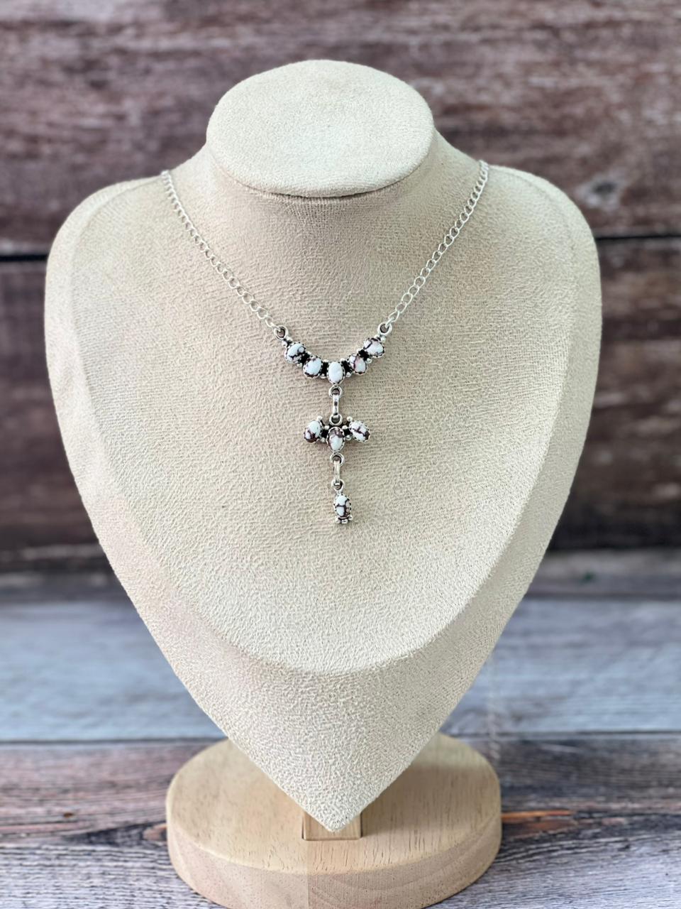 Handmade Sterling Silver Wildhorse Magnesite Necklace "Signed Nizhoni"