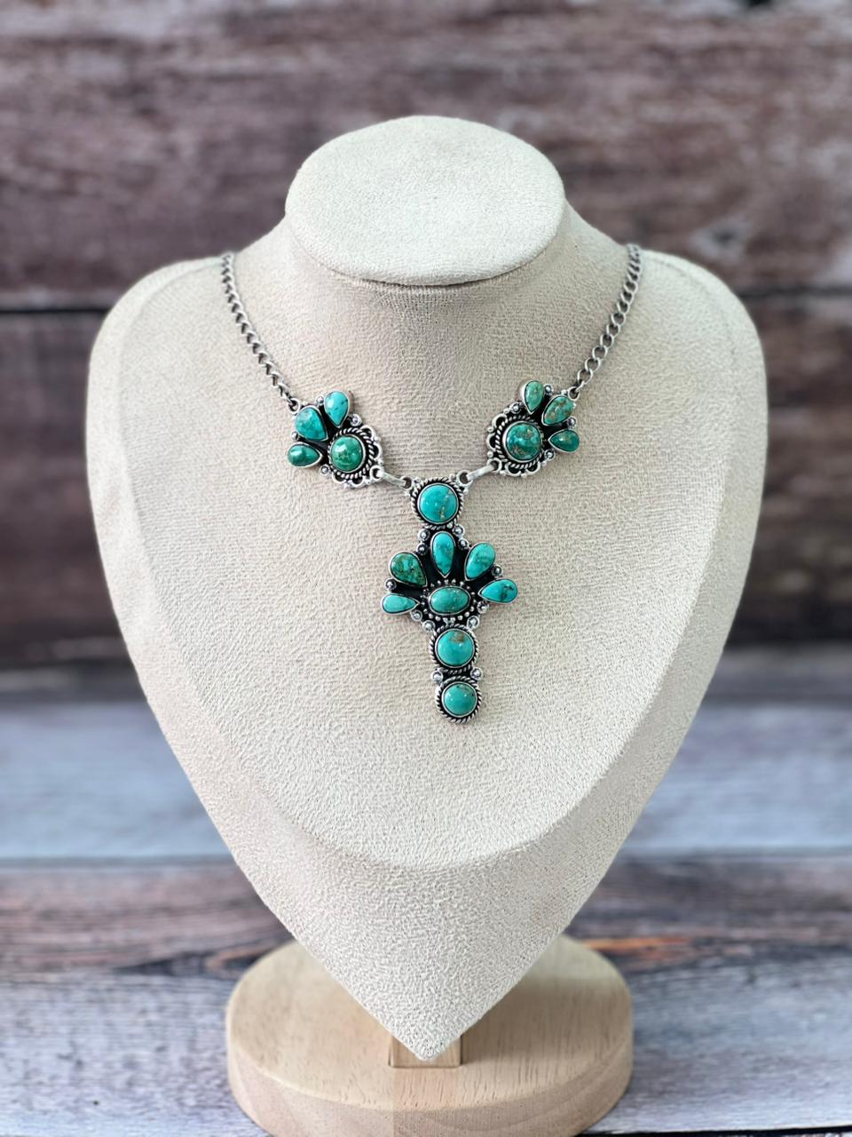 Handmade Sterling Silver Emerald Valley, Palomino Turquoise Necklace "Signed Nizhoni"