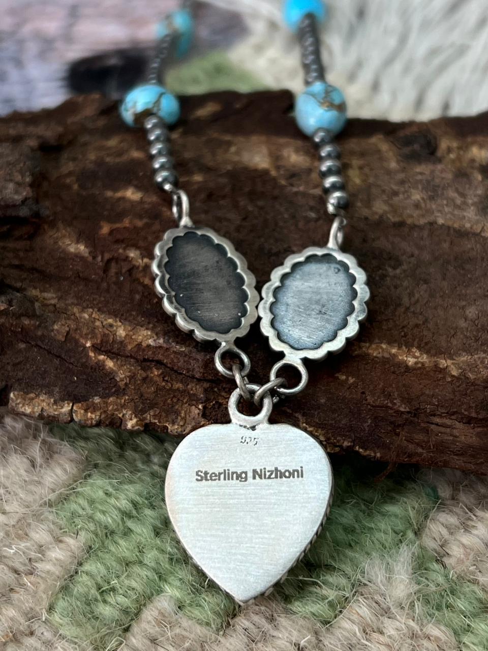 Handmade Sterling Silver Cotton Candy Beaded Necklace "Signed Nizhoni"