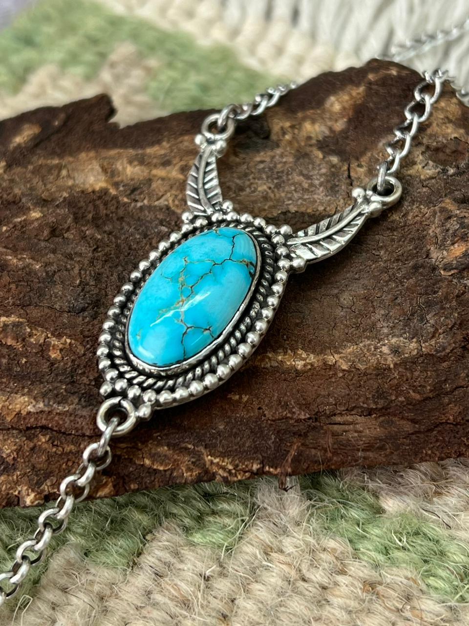 Handmade Sterling Silver Sierra Bella Drop Necklace "Signed Nizhoni"