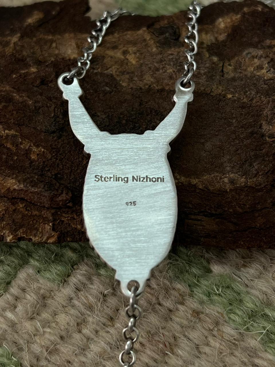 Handmade Sterling Silver Sierra Bella Drop Necklace "Signed Nizhoni"
