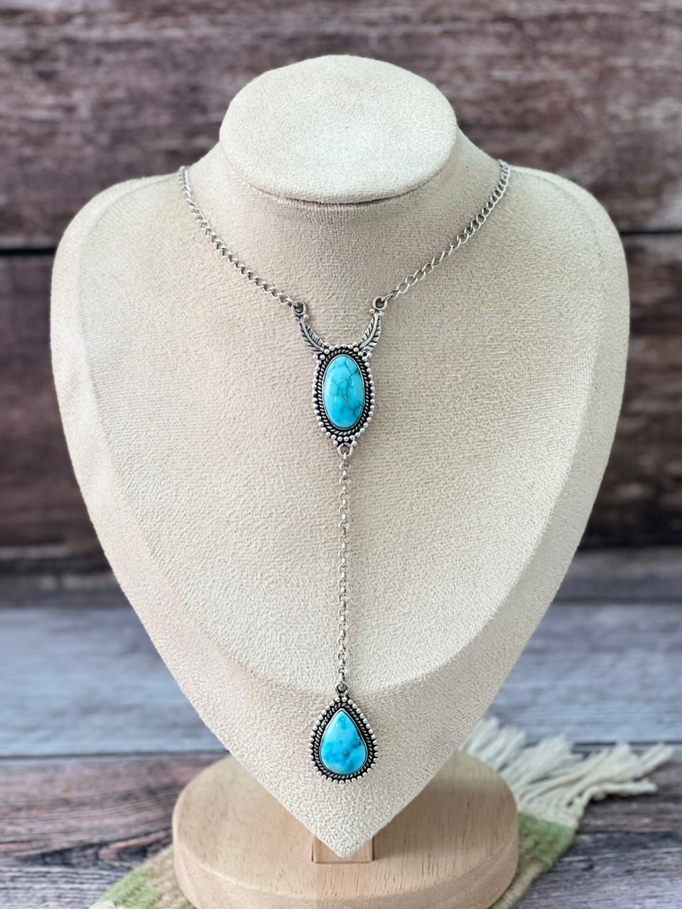 Handmade Sterling Silver Sierra Bella Drop Necklace "Signed Nizhoni"