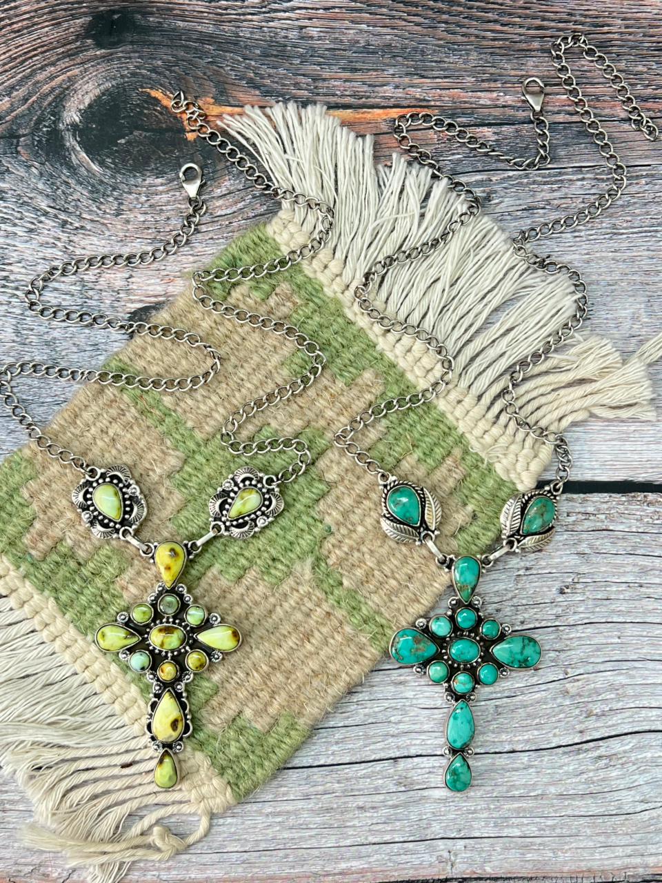 Handmade Sterling Silver Emerald Valley, Palomino Turquoise Necklace "Signed Nizhoni"