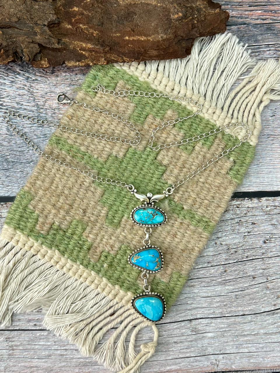 Handmade Sterling Silver Sierra Bella Drop Necklace "Signed Nizhoni"