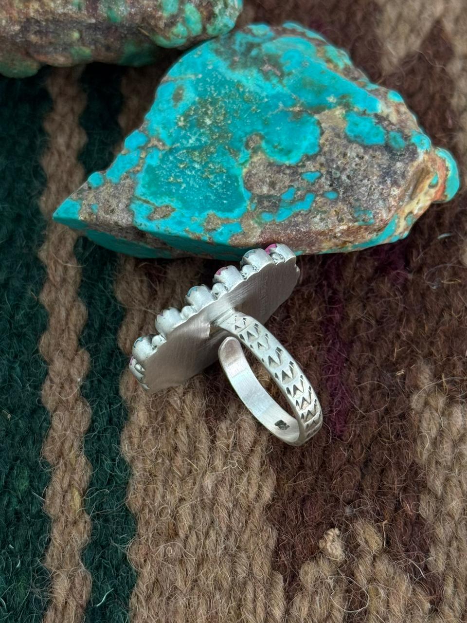 Handmade Sterling Silver Cotton Candy Adjustable Ring "Singed Nizhoni"