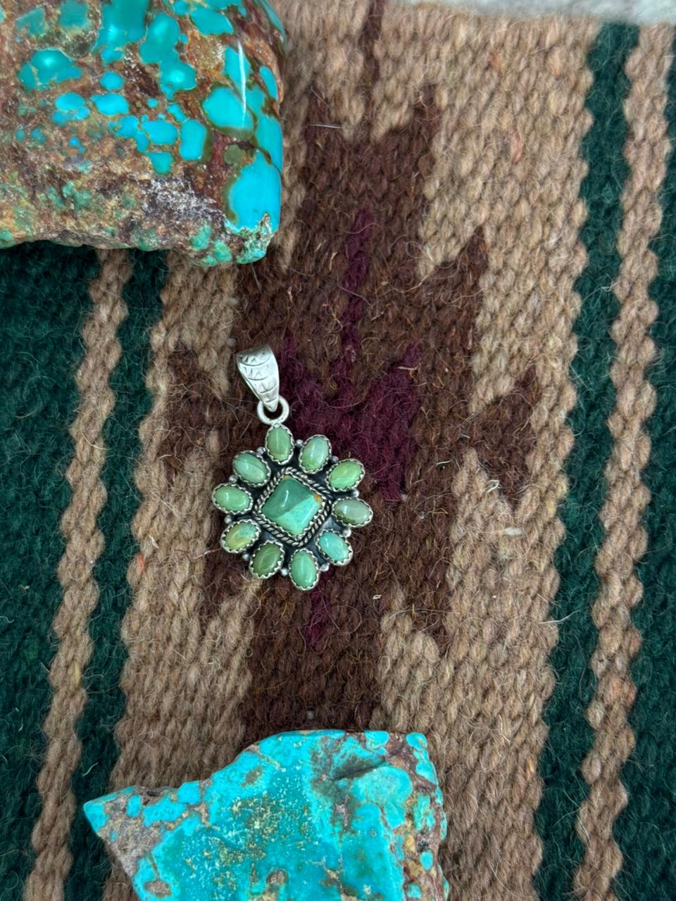 Handmade Sterling Silver Kingman Turquoise Pendant "Signed Nizhoni"