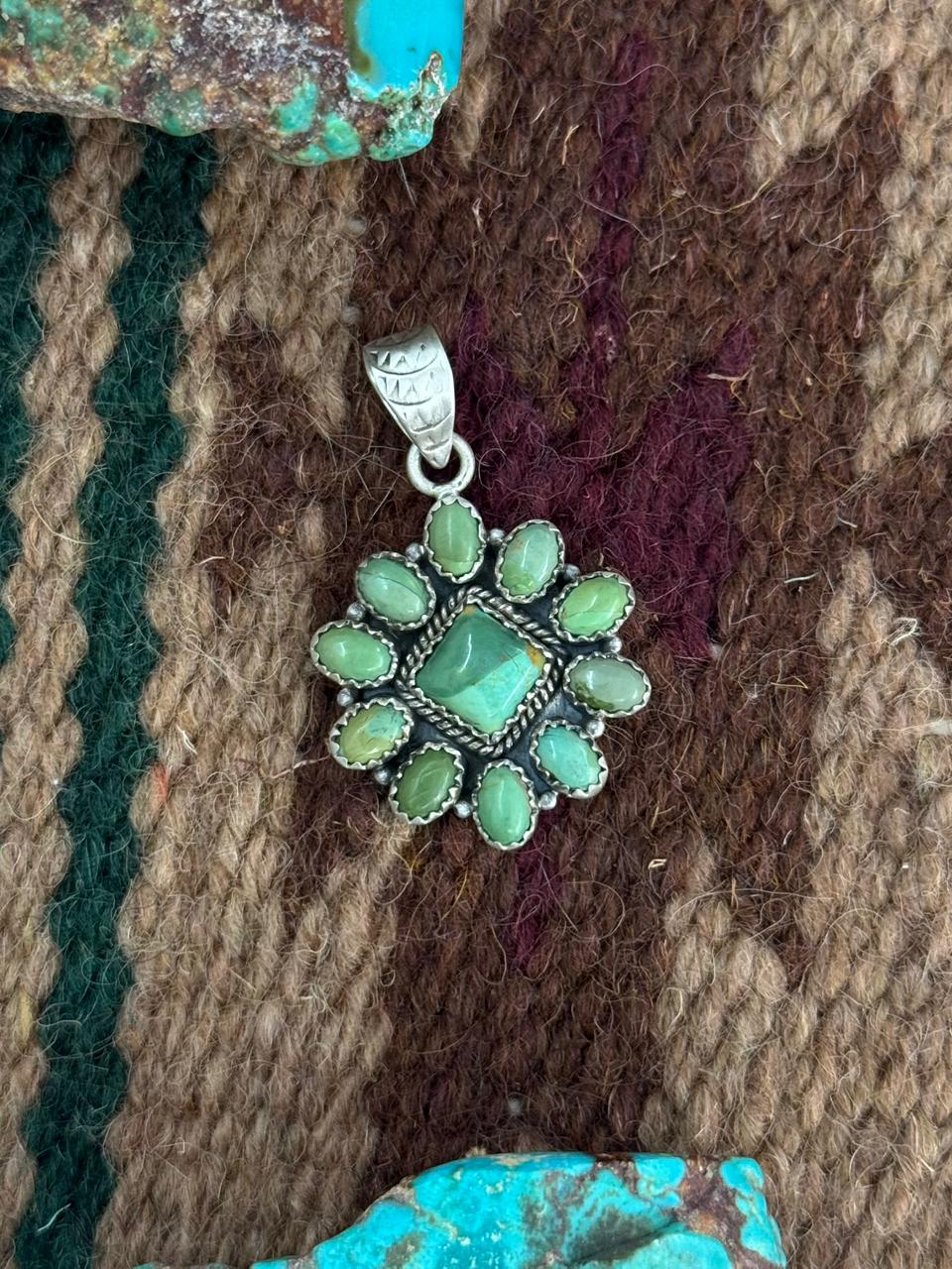 Handmade Sterling Silver Kingman Turquoise Pendant "Signed Nizhoni"