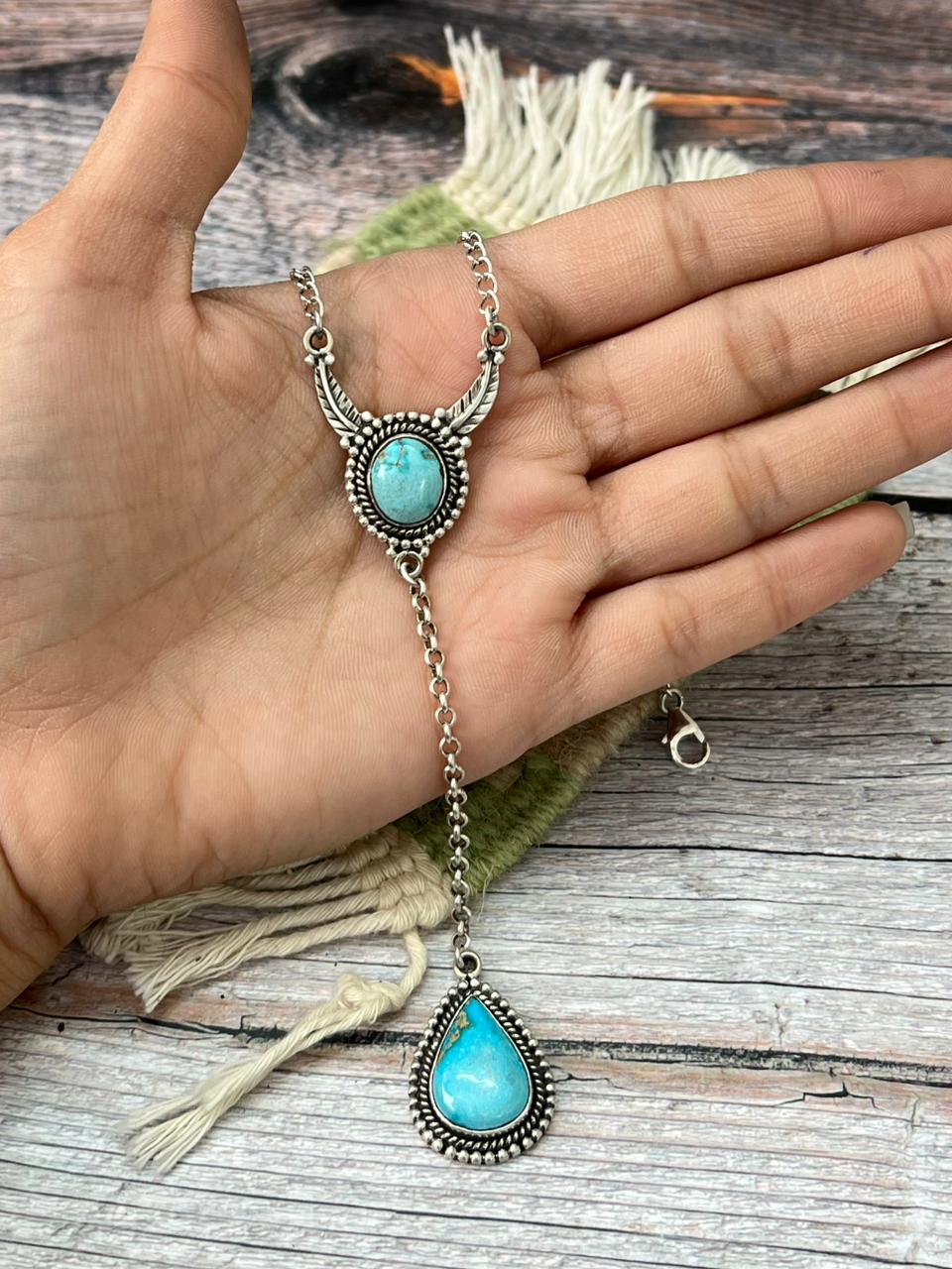 Handmade Sterling Silver Sierra Bella Drop Necklace "Signed Nizhoni"