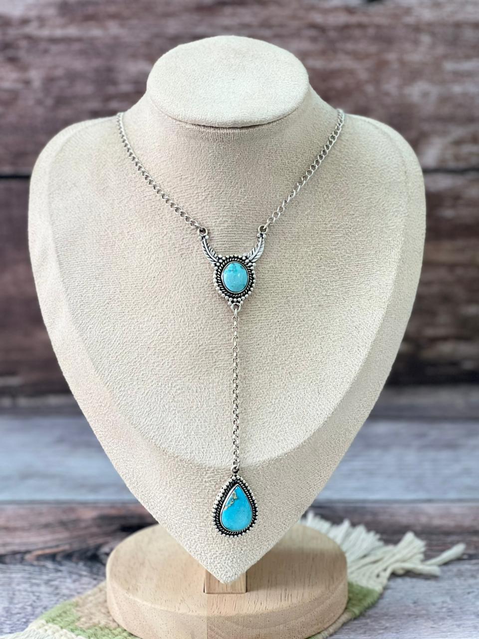 Handmade Sterling Silver Sierra Bella Drop Necklace "Signed Nizhoni"