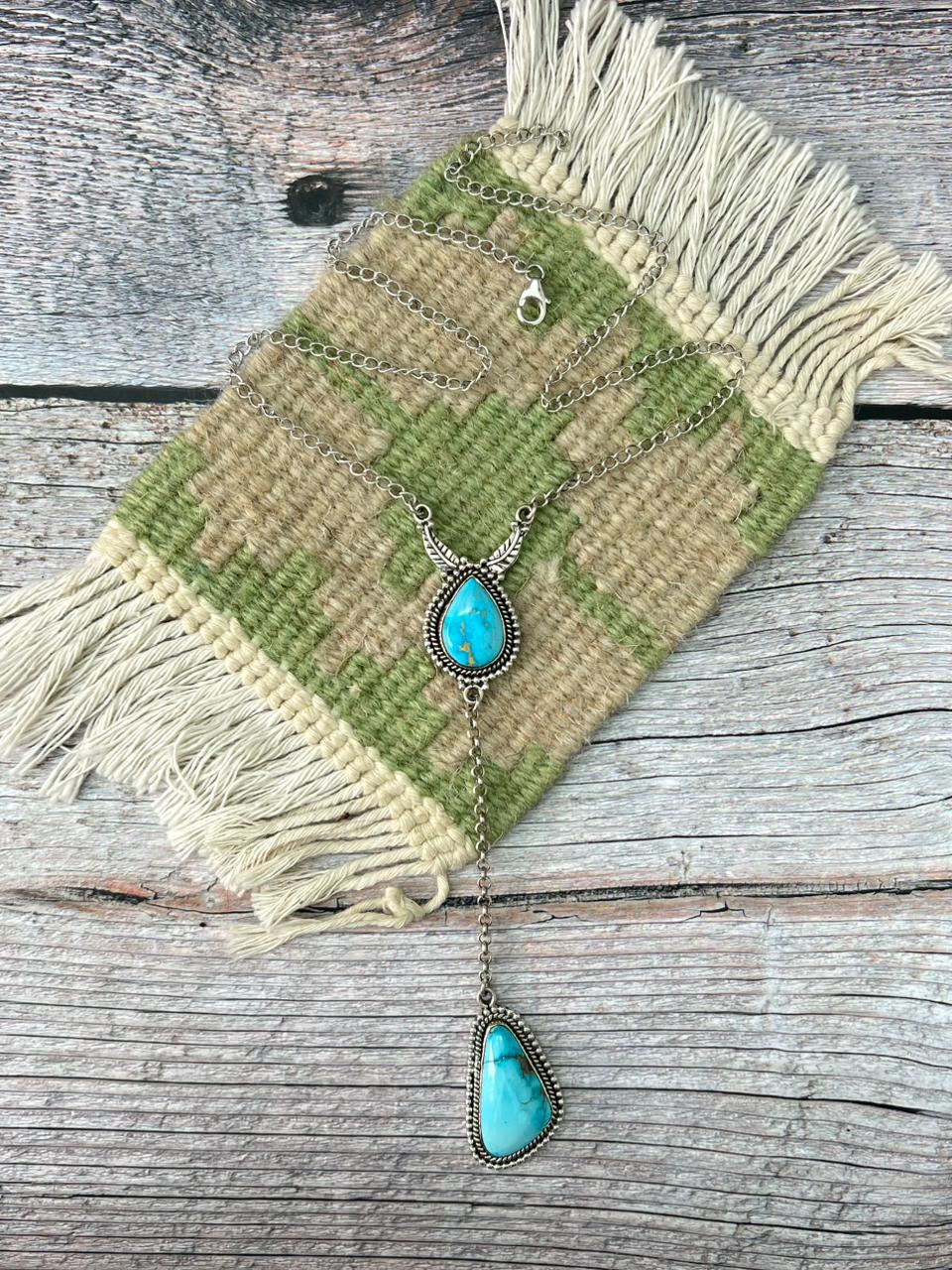 Handmade Sterling Silver Sierra Bella Drop Necklace "Signed Nizhoni"