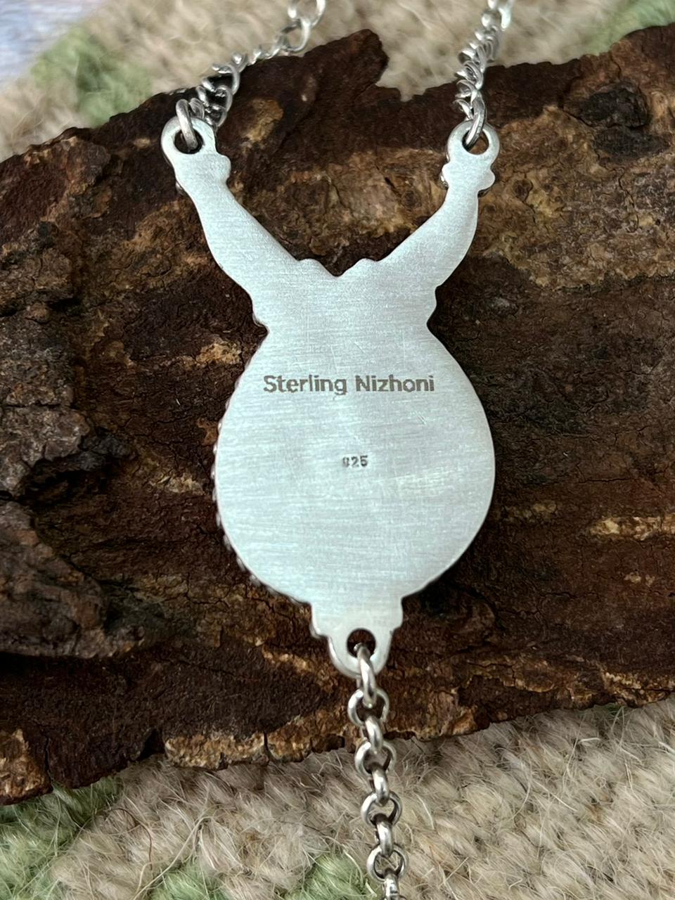 Handmade Sterling Silver Sierra Bella Drop Necklace "Signed Nizhoni"