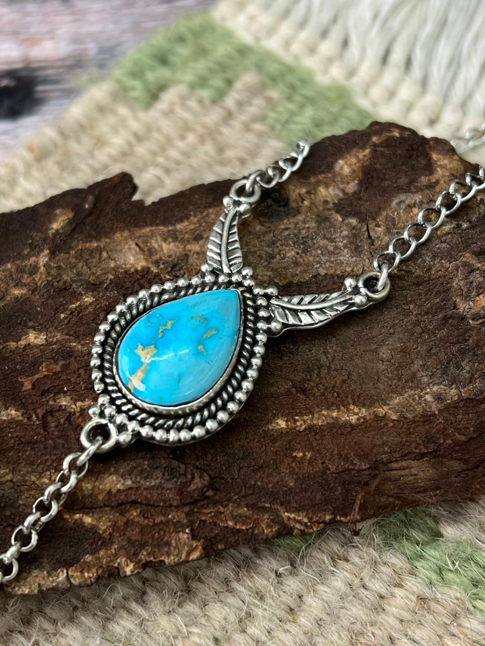 Handmade Sterling Silver Sierra Bella Drop Necklace "Signed Nizhoni"