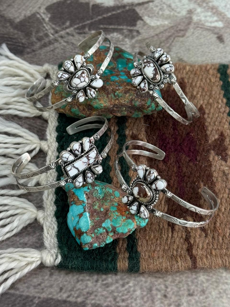 Handmade Sterling Silver Wildhorse Magnesite Cuff Bracelet "Signed Nizhoni"