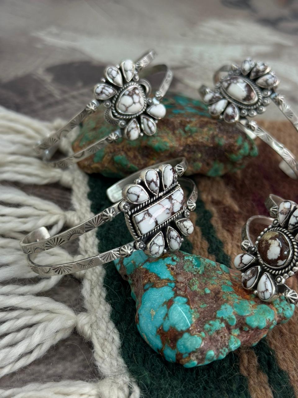 Handmade Sterling Silver Wildhorse Magnesite Cuff Bracelet "Signed Nizhoni"