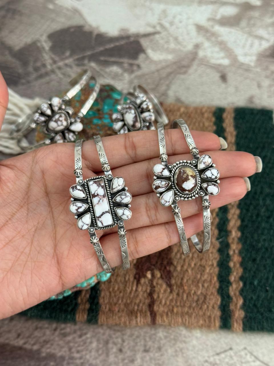 Handmade Sterling Silver Wildhorse Magnesite Cuff Bracelet "Signed Nizhoni"