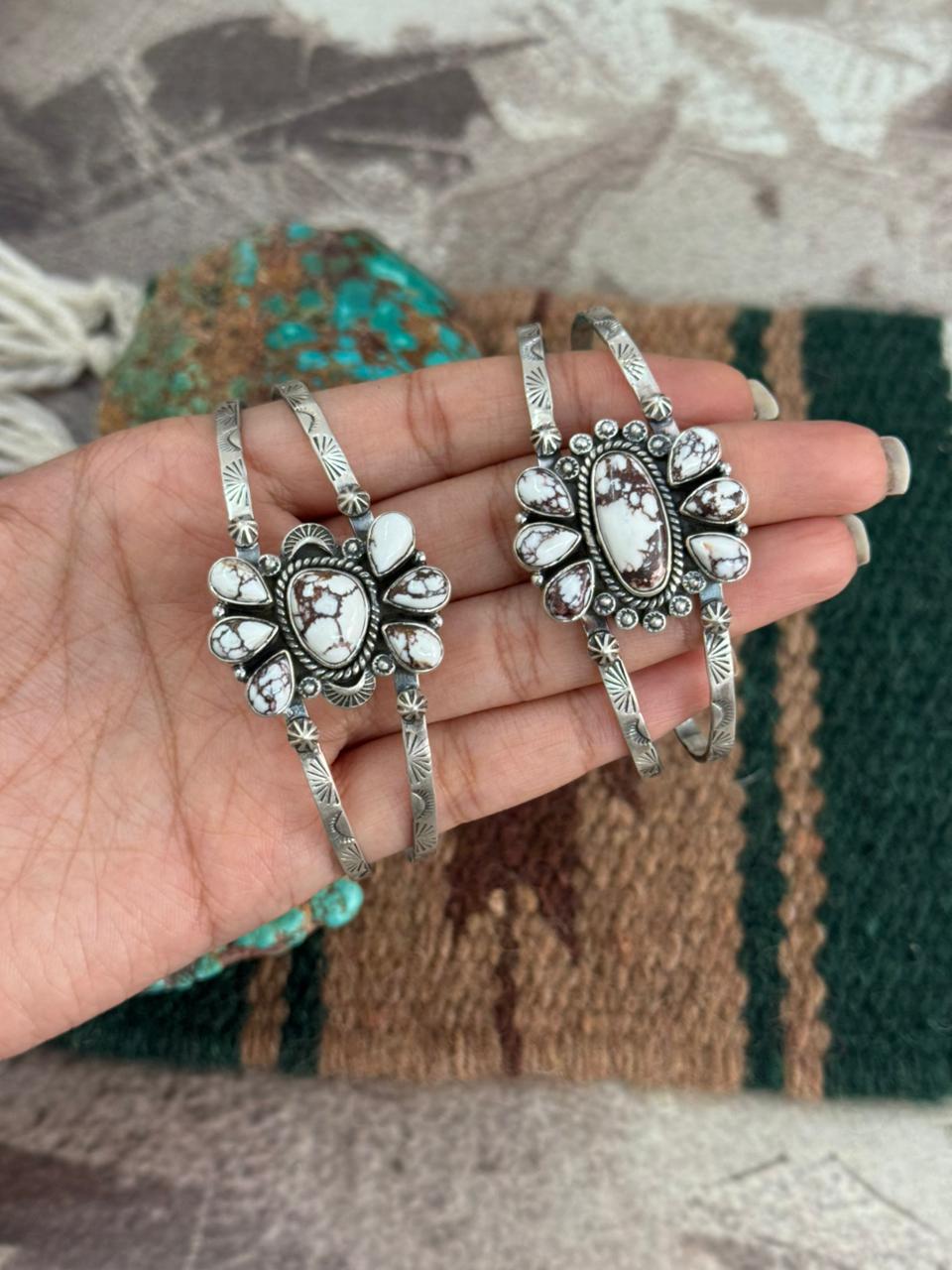 Handmade Sterling Silver Wildhorse Magnesite Cuff Bracelet "Signed Nizhoni"