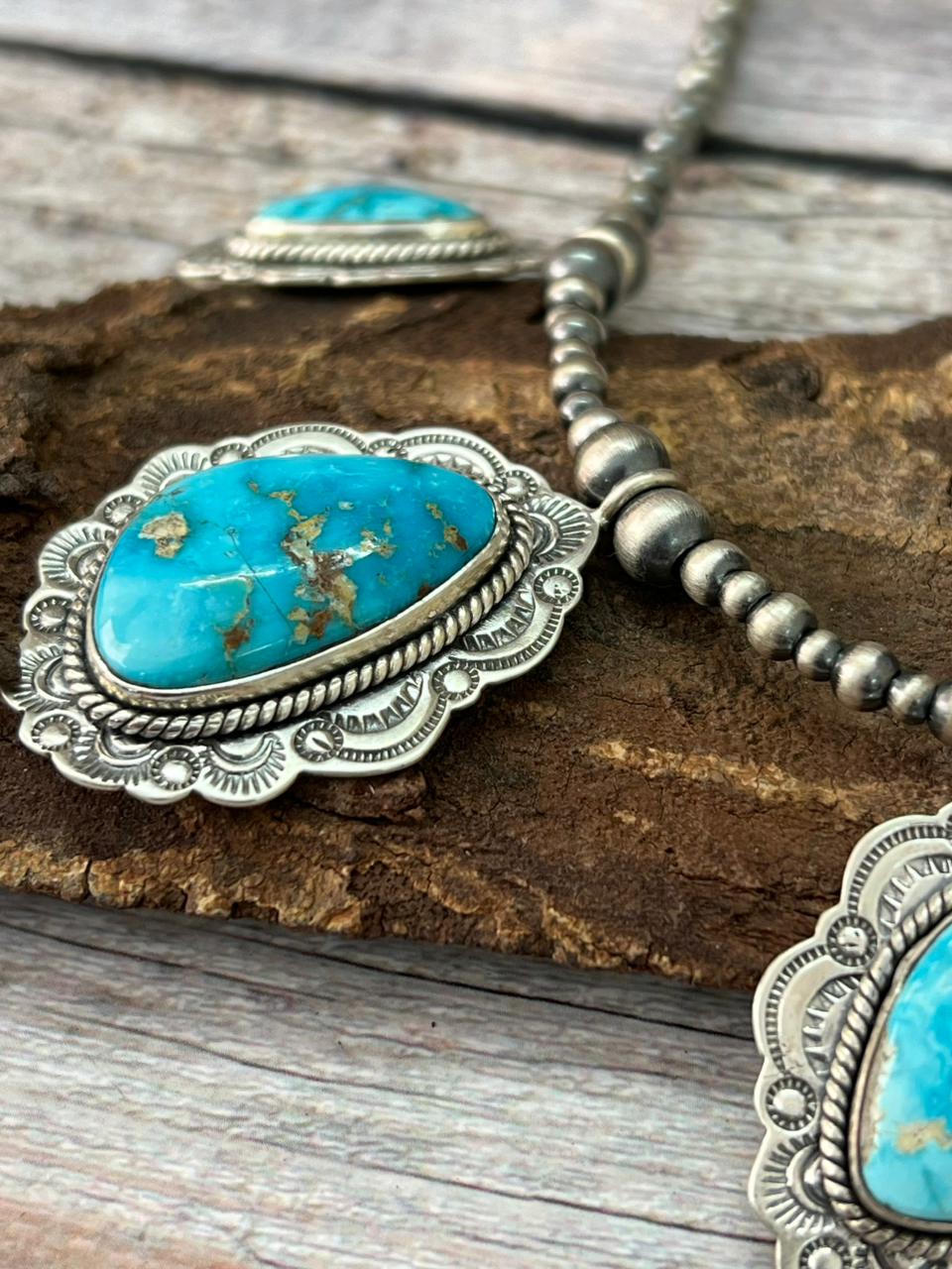 Handmade Sterling Silver Beaded Sierra Bella Necklace "Signed Nizhoni"